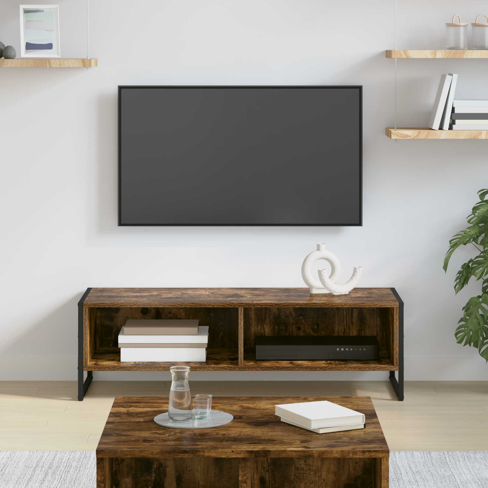 vidaXL Gabinete de TV Roble Humo 100 x 36.5 x 30.5 cm