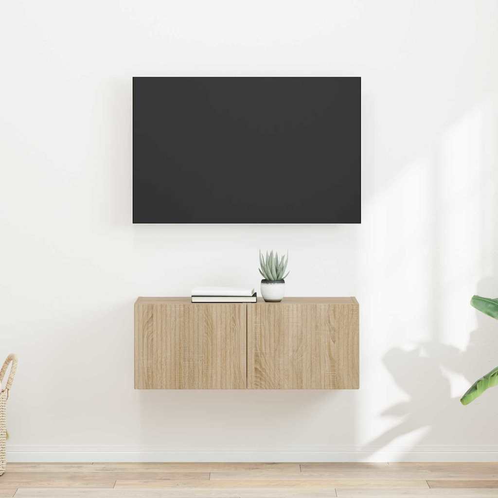 vidaXL Mueble de TV Montado en la Pared 2 pcs Sonoma 60 x 31 x 29.5 cm