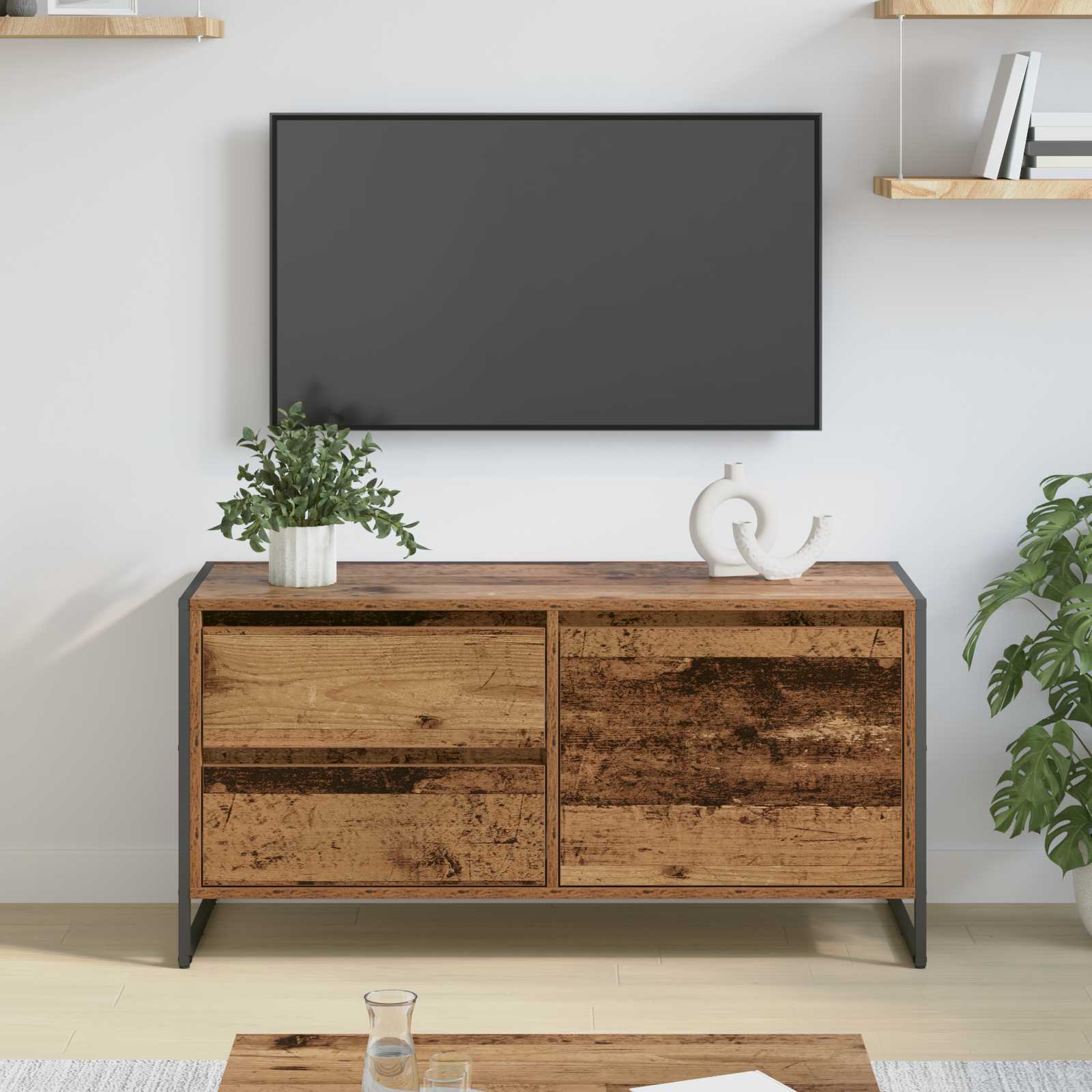 vidaXL Gabinete de TV con cajón Madera Vieja 100 x 36 x 49.5 cm