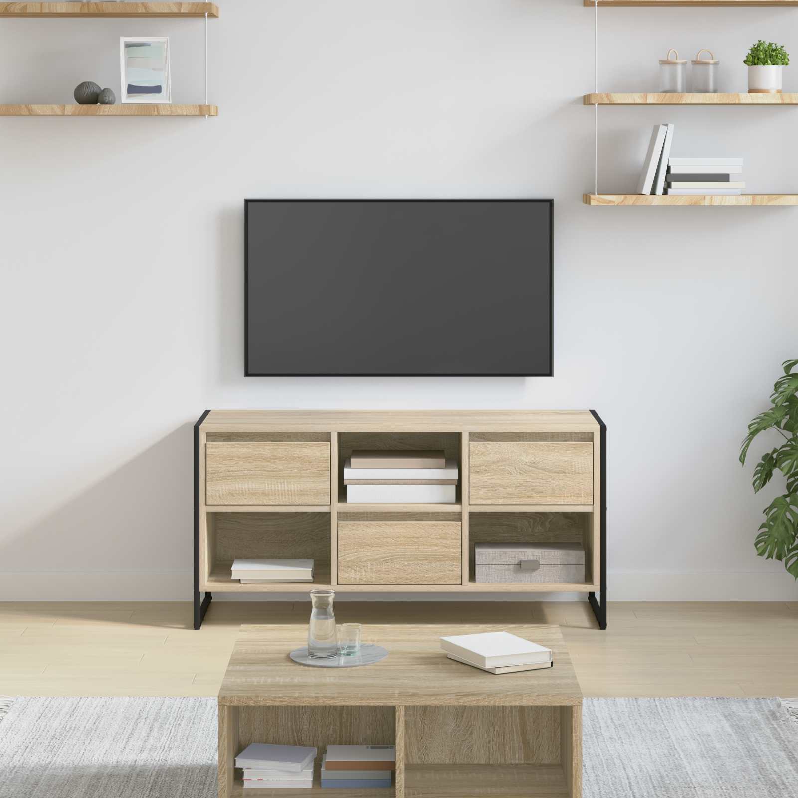 vidaXL Gabinete de TV Sonoma 100 x 36 x 49,5 cm Madera contrachapada
