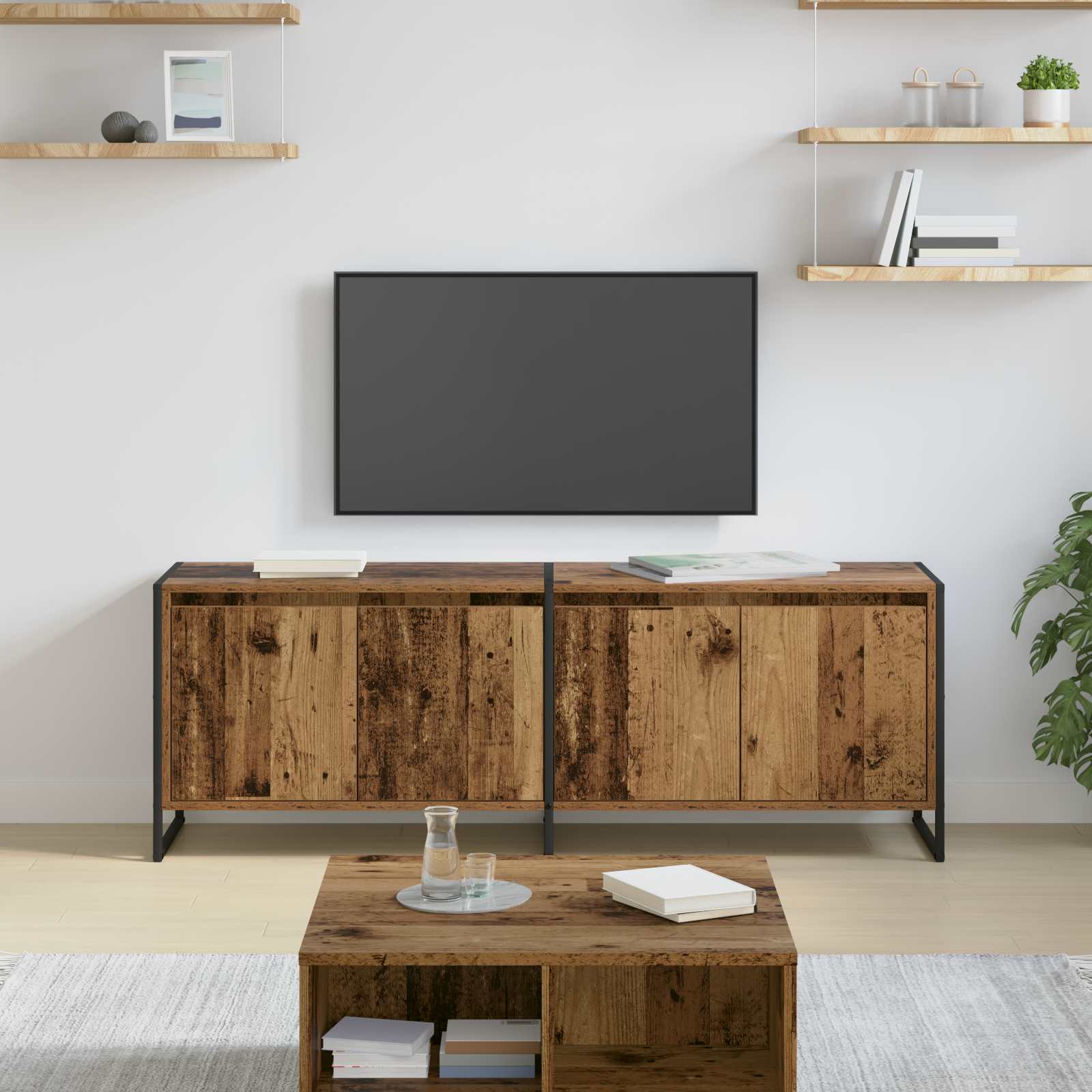 vidaXL Gabinete de TV Madera Vieja 140 x 36 x 49.5 cm