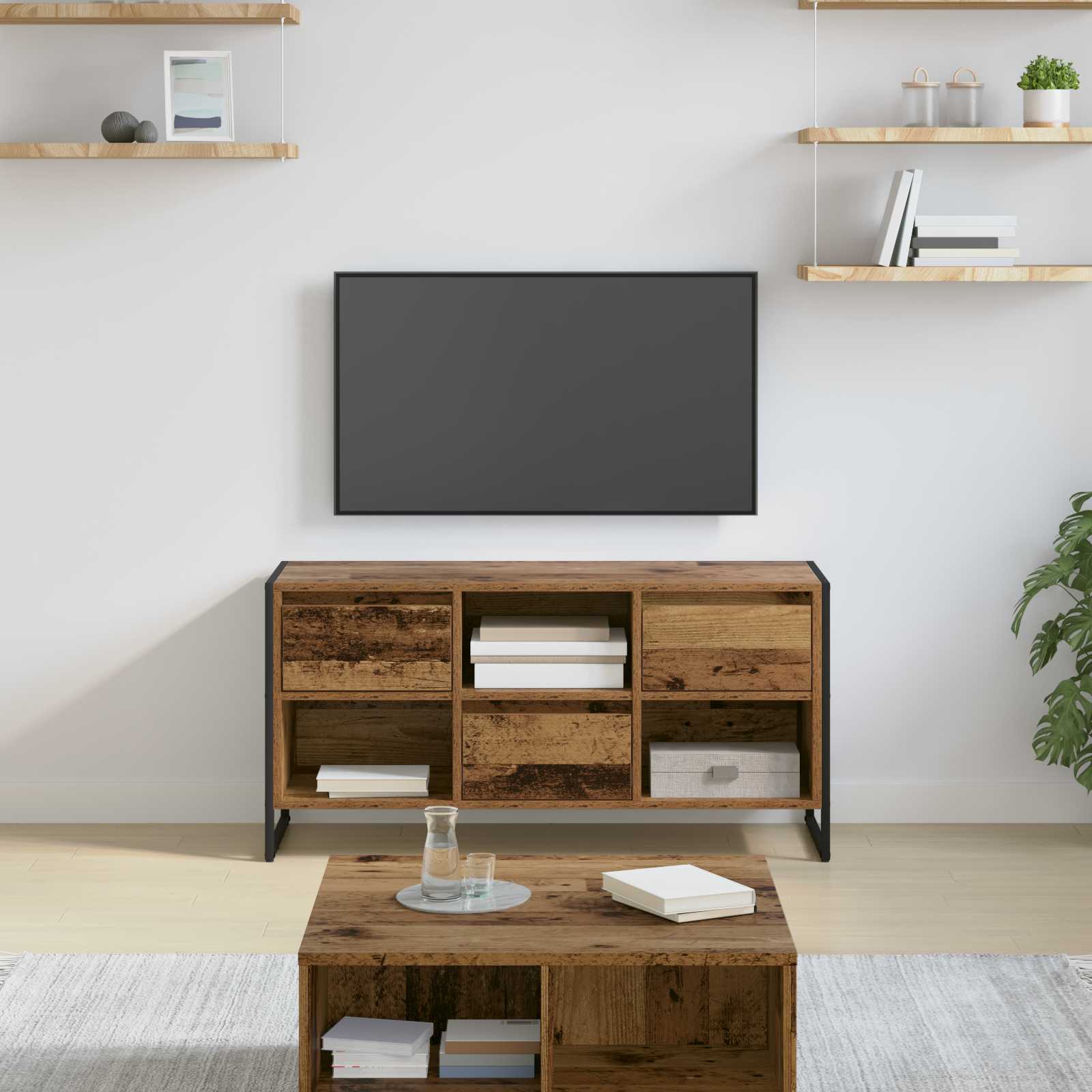 vidaXL Gabinete de TV con cajón Madera Vieja 100 x 36 x 49,5 cm