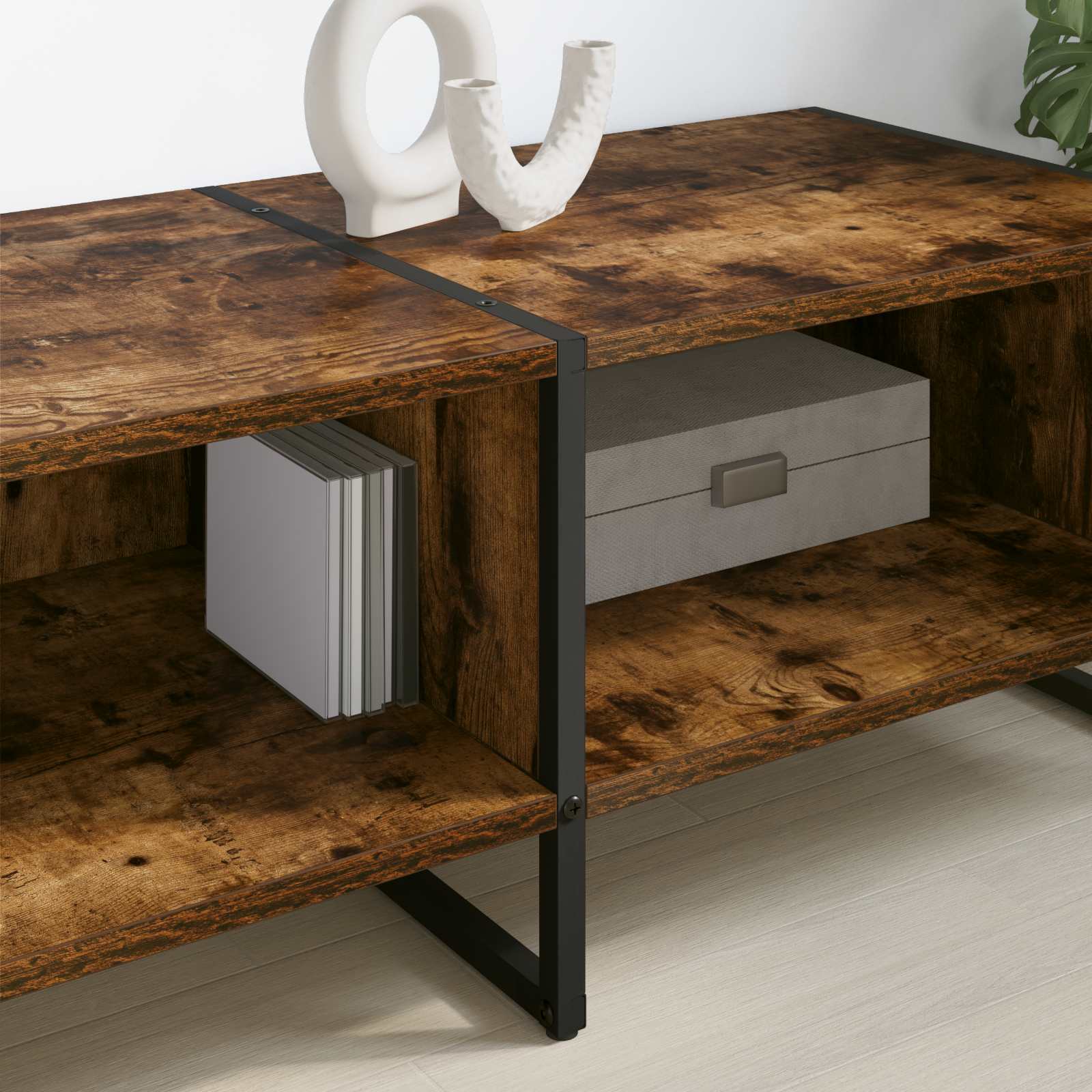 vidaXL Gabinete de TV Roble Humo 170.5 x 36 x 30.5 cm - Image 4