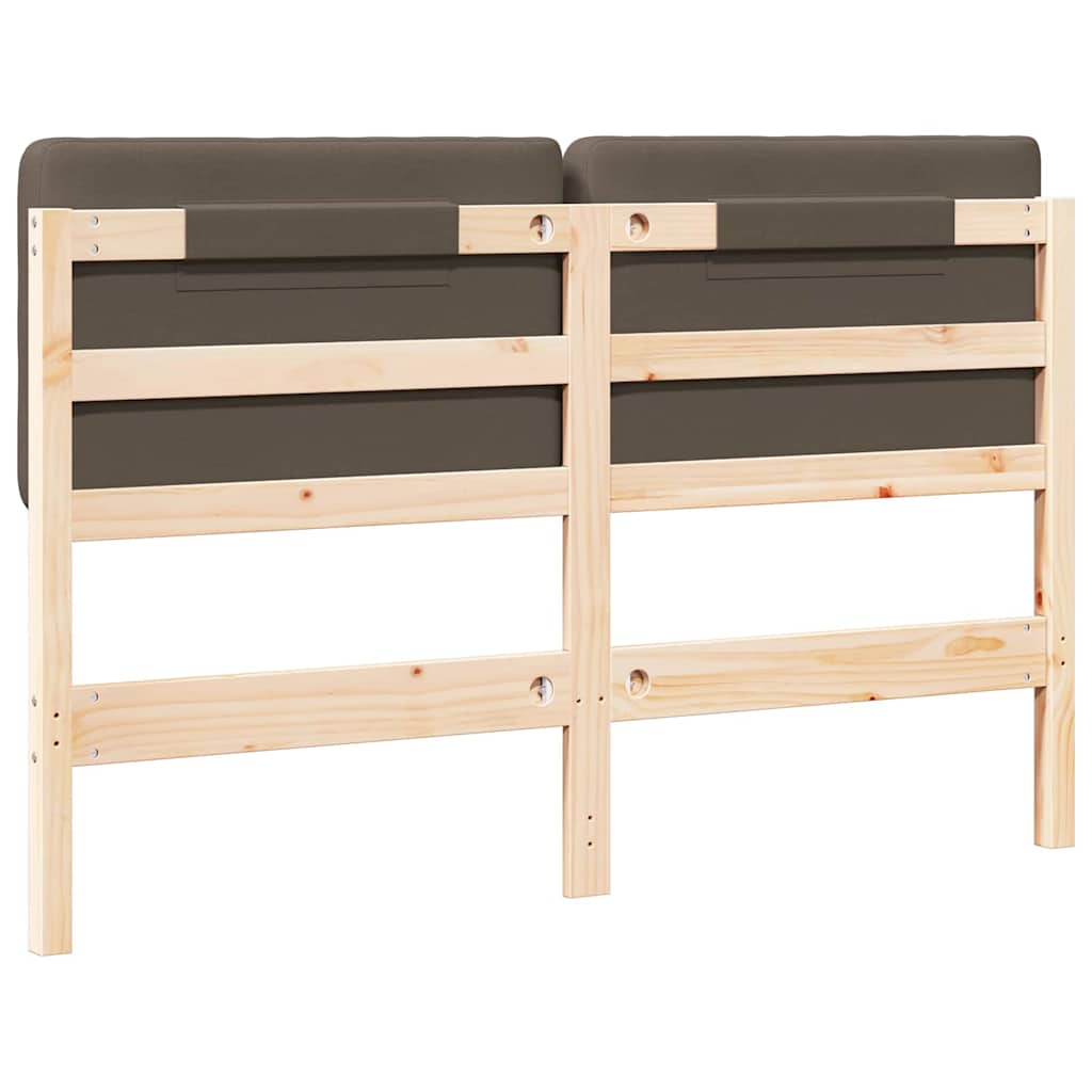 vidaXL Cabecero tapizado Marrón y topo 135 cm Madera de pino macizo - Image 6