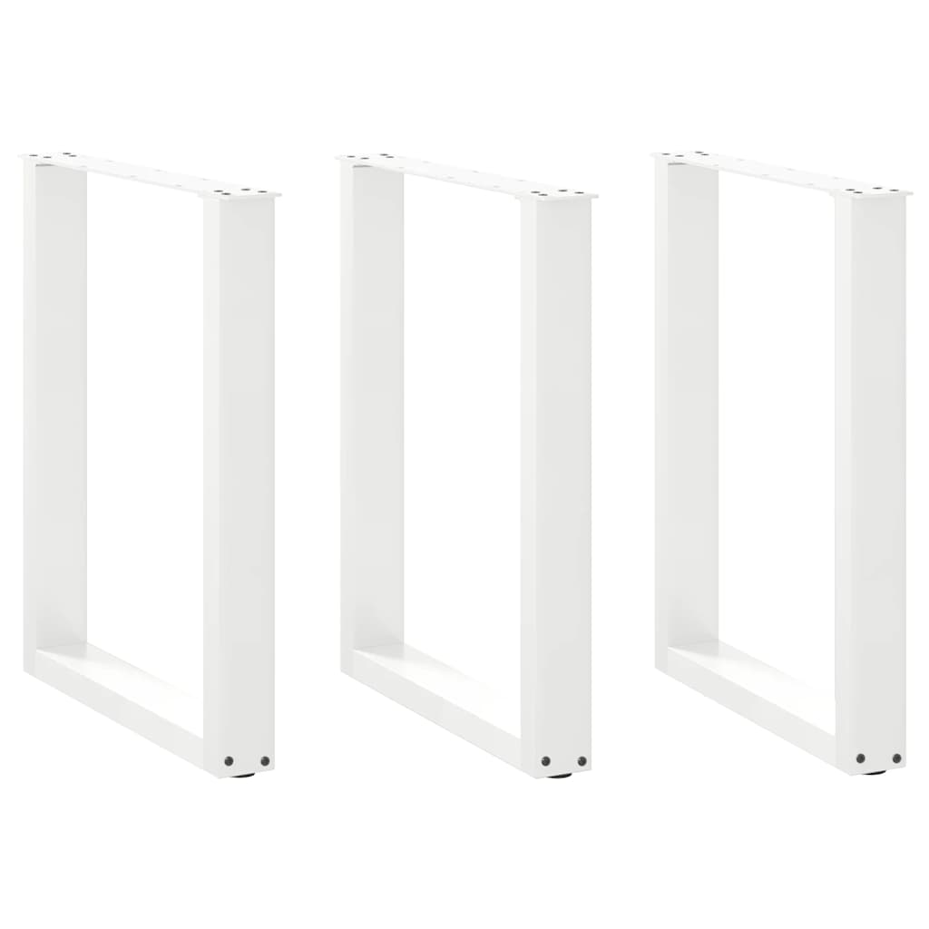 vidaXL Patas para mesa de comedor en forma de U (3 unidades), color blanco, 70 x (72-73) cm, acero