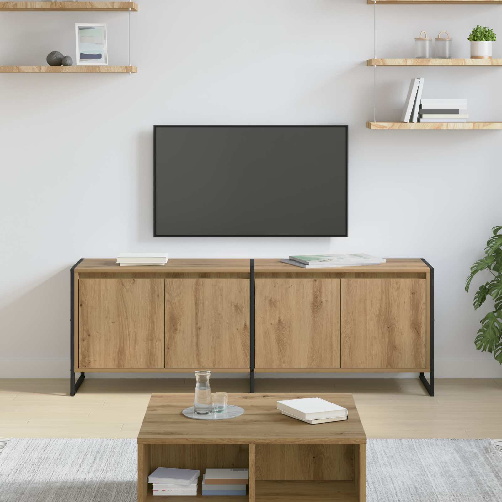 vidaXL Gabinete de TV Roble Artesanal 140 x 36 x 49.5 cm