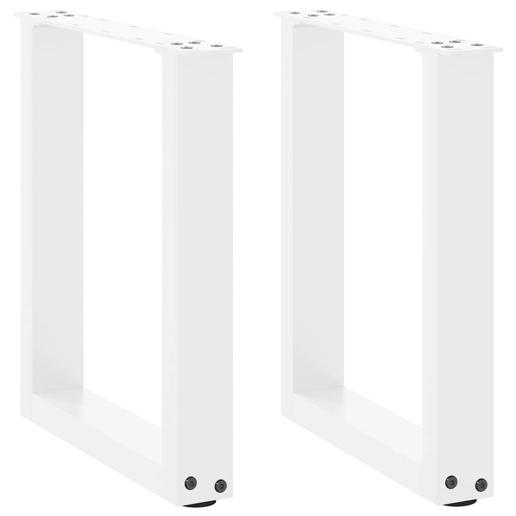 vidaXL Patas para mesa de centro en forma de U (2 unidades), color blanco, 28 x (42-43) cm, acero
