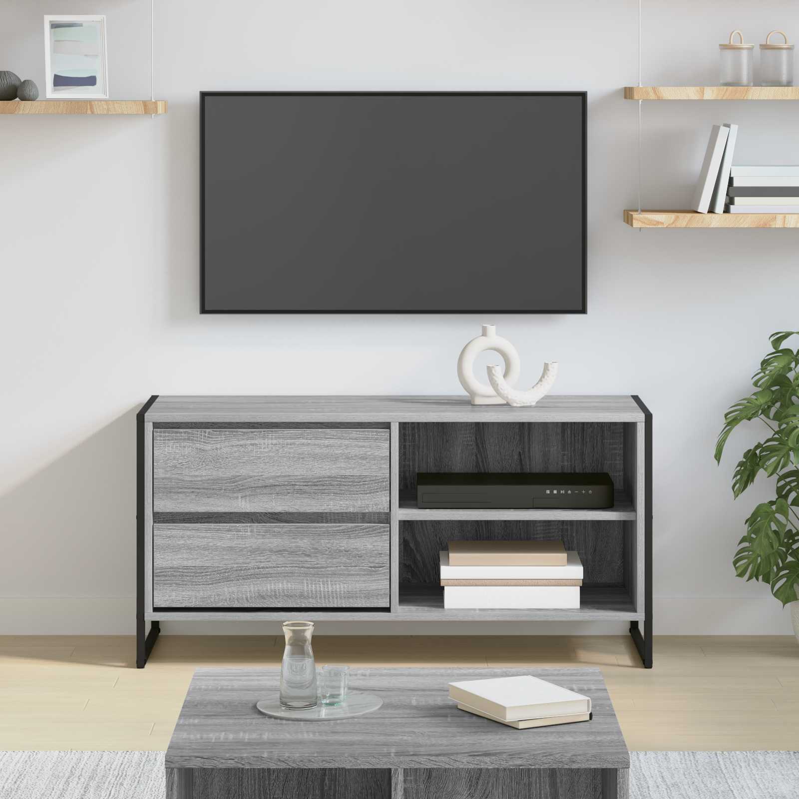 vidaXL Gabinete de TV con cajón Gris Sonoma 100 x 36 x 49,5 cm