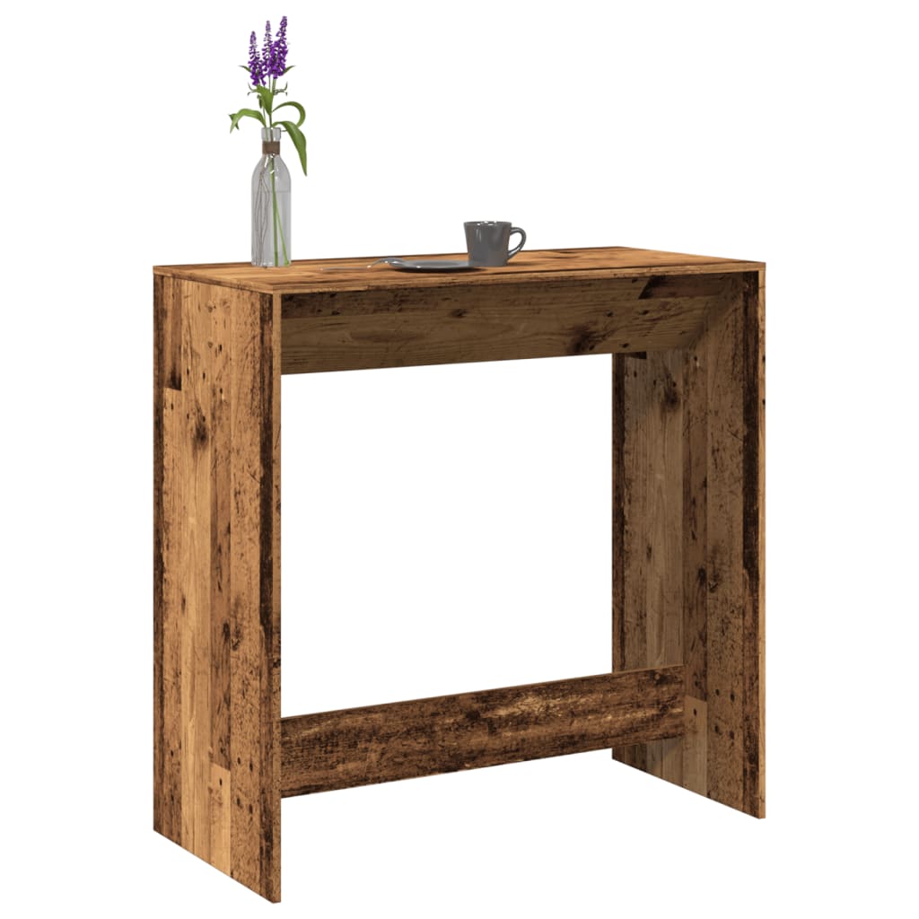 vidaXL Mesa alta de bar madera ingeniería envejecida 102x50x103,5 cm