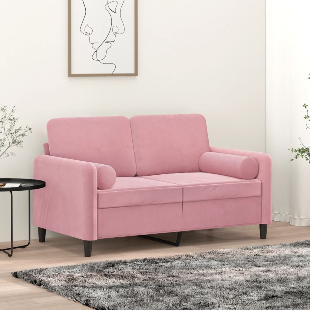 vidaXL Zierkissen 2 Stk. Rosa Ø15x50 cm Samt