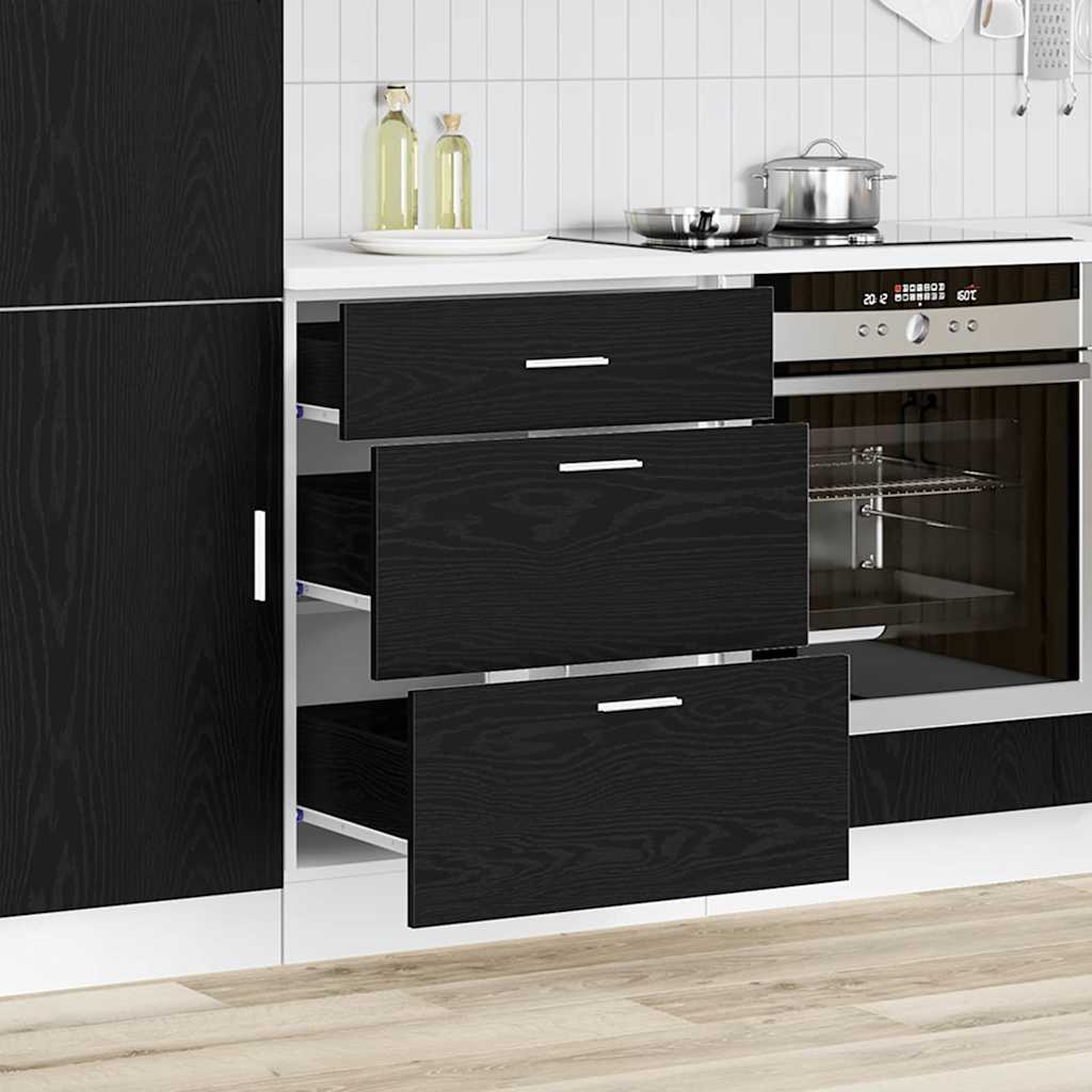 vidaXL Küchenunterschrank Riga Schwarz Eichen-Optik 60 x 46 x 81,5 cm