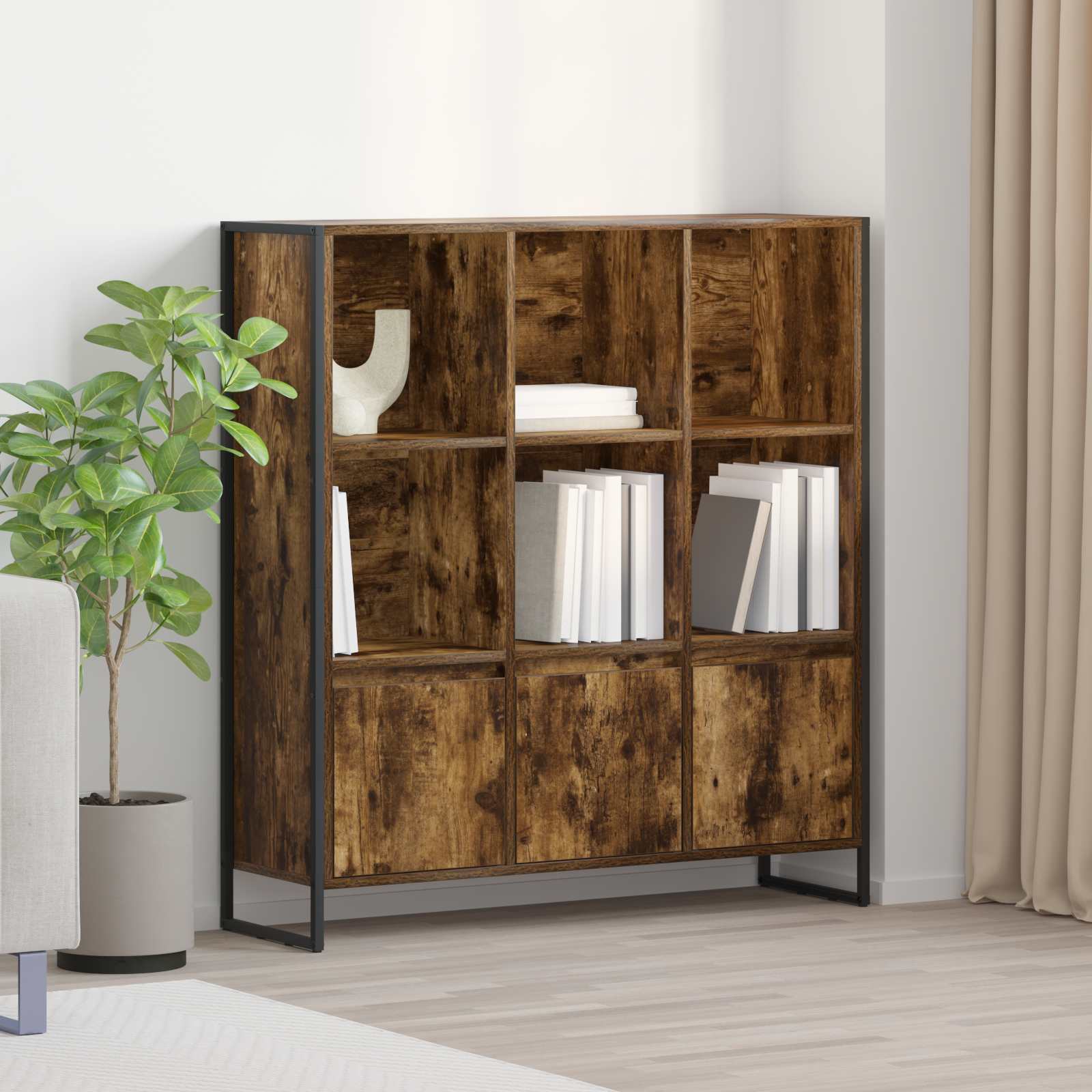 vidaXL Bücherregal 2 pcs Raucharbe 99,5 x 30 x 108,5 cm Holzwerkstoff