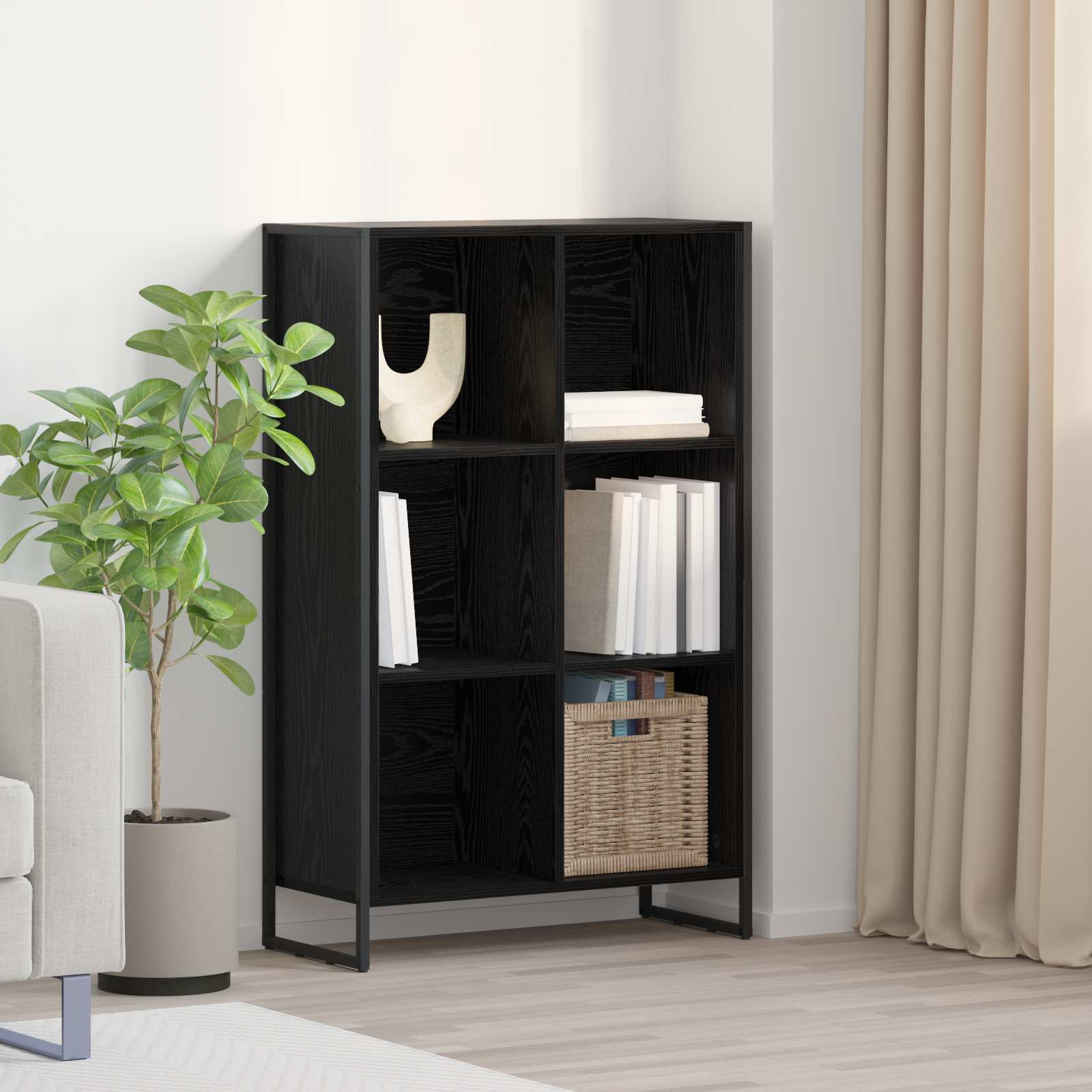 vidaXL Bücherregal Schwarz Eichen-Optik 99,5 x 30 x 108,5 cm