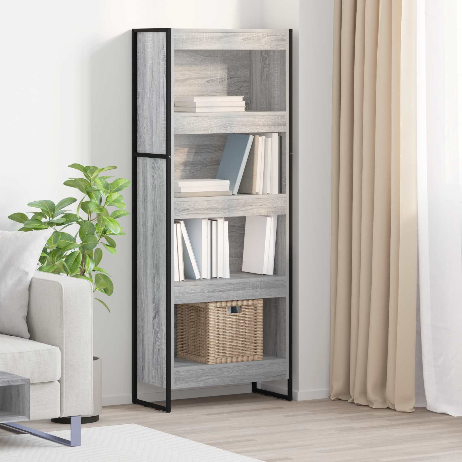 vidaXL Bücherregal Graues Sonoma 80 x 30 x 155 cm Holzwerkstoff