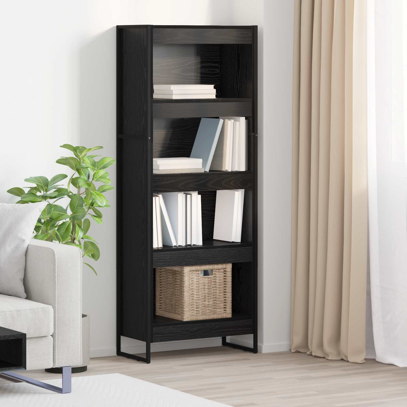 vidaXL Bücherregal Schwarz Eichen-Optik 80 x 30 x 155 cm Holzwerkstoff