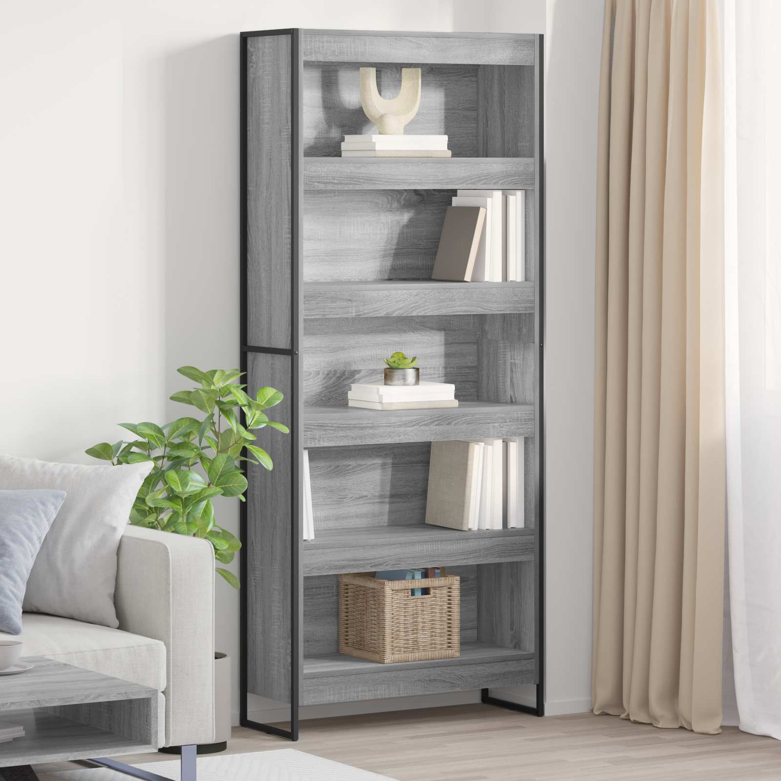vidaXL Bücherregal 2 pcs Graues Sonoma 80 x 30 x 155 cm Holzwerkstoff