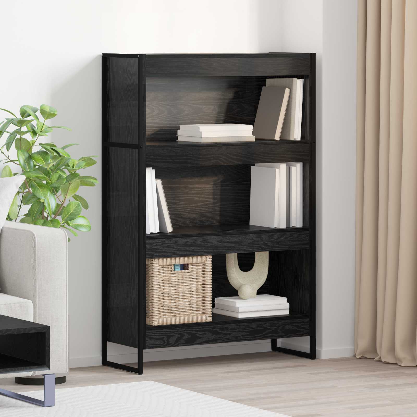 vidaXL Bücherregal Schwarz Eichen-Optik 80 x 30 x 155 cm Holzwerkstoff