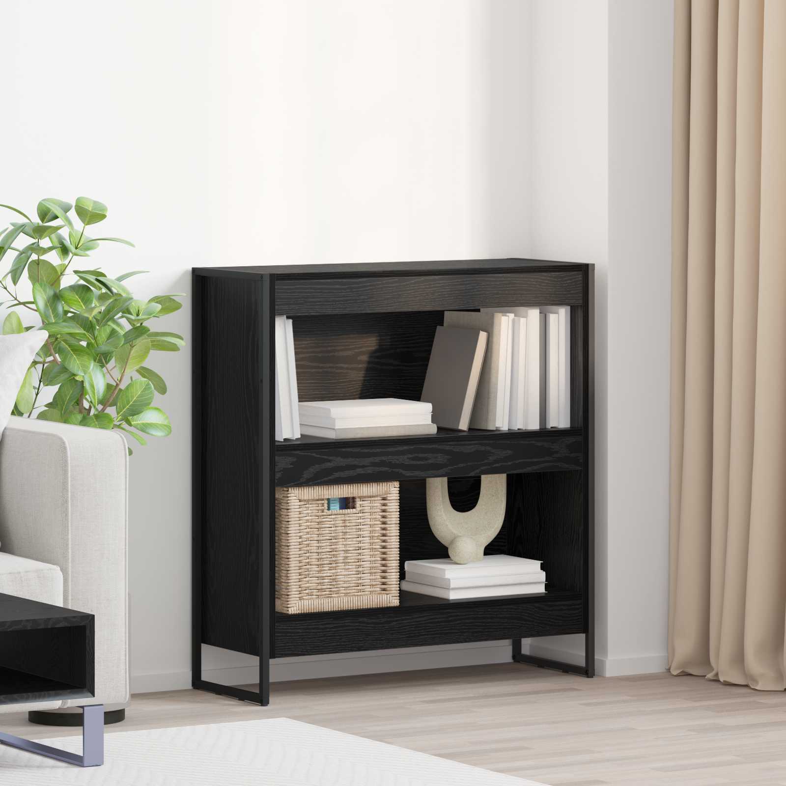 vidaXL Bücherregal Schwarz Eichen-Optik 80 x 30 x 155 cm Holzwerkstoff