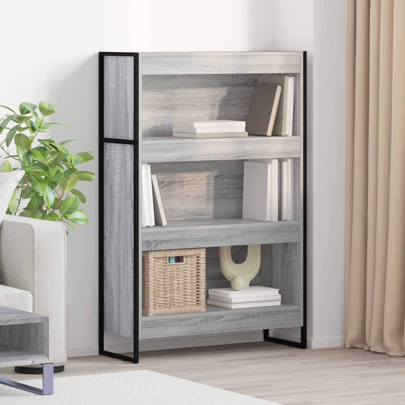 vidaXL Bücherregal Graues Sonoma 80 x 30 x 155 cm Holzwerkstoff