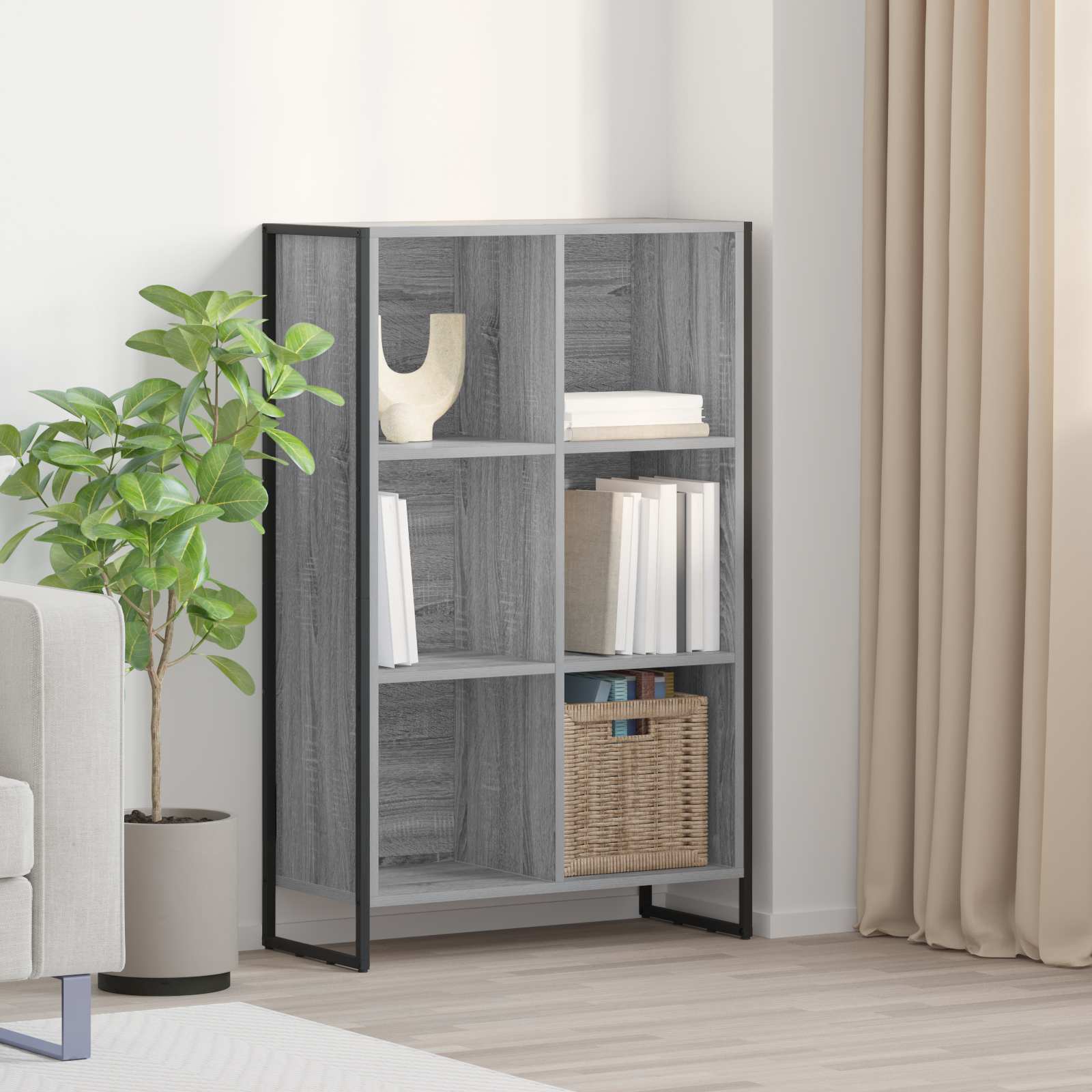 vidaXL Bücherregal Graues Sonoma 99,5 x 30 x 108,5 cm Holzwerkstoff