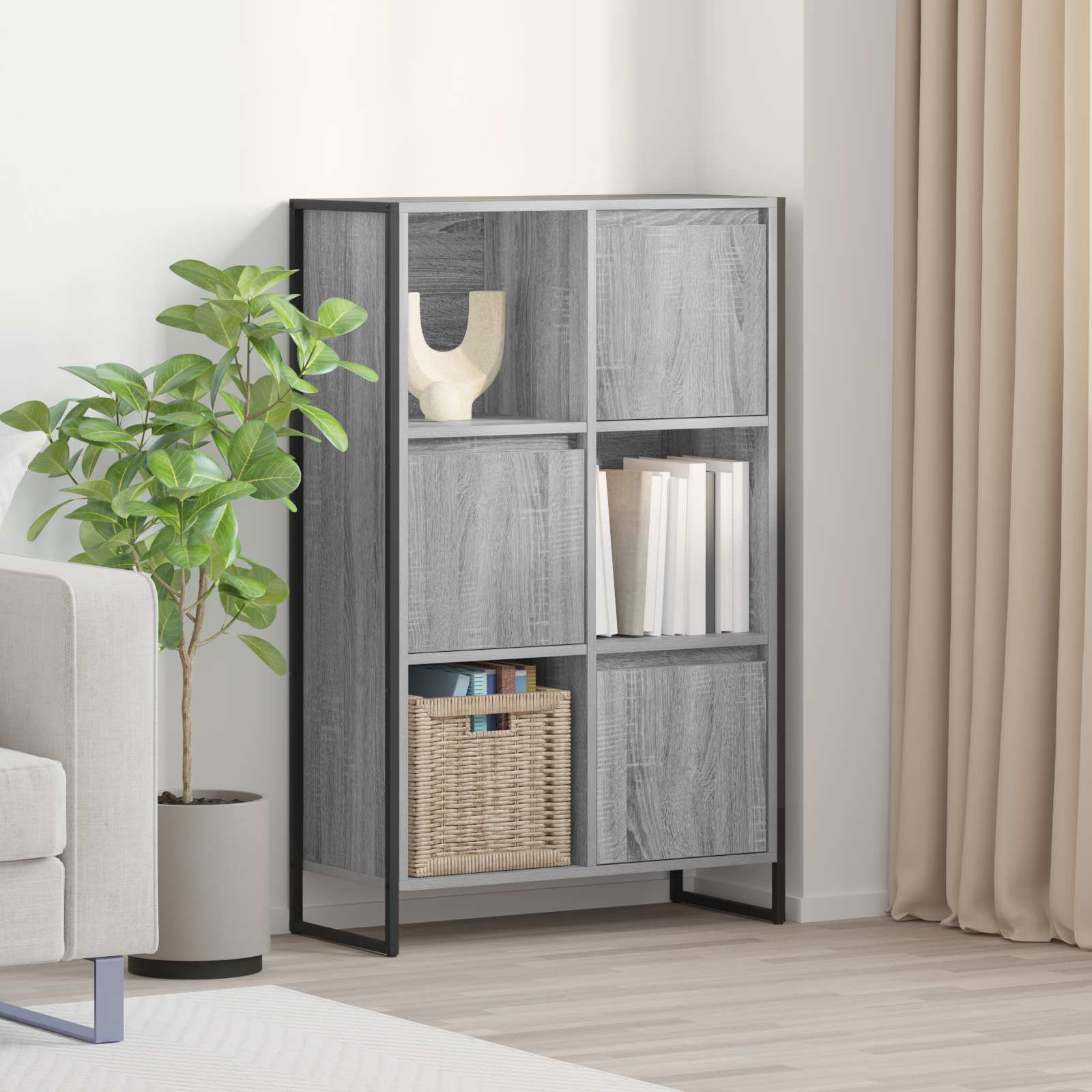 vidaXL Bücherregal Graues Sonoma 68 x 30 x 108.5 cm Holzwerkstoff