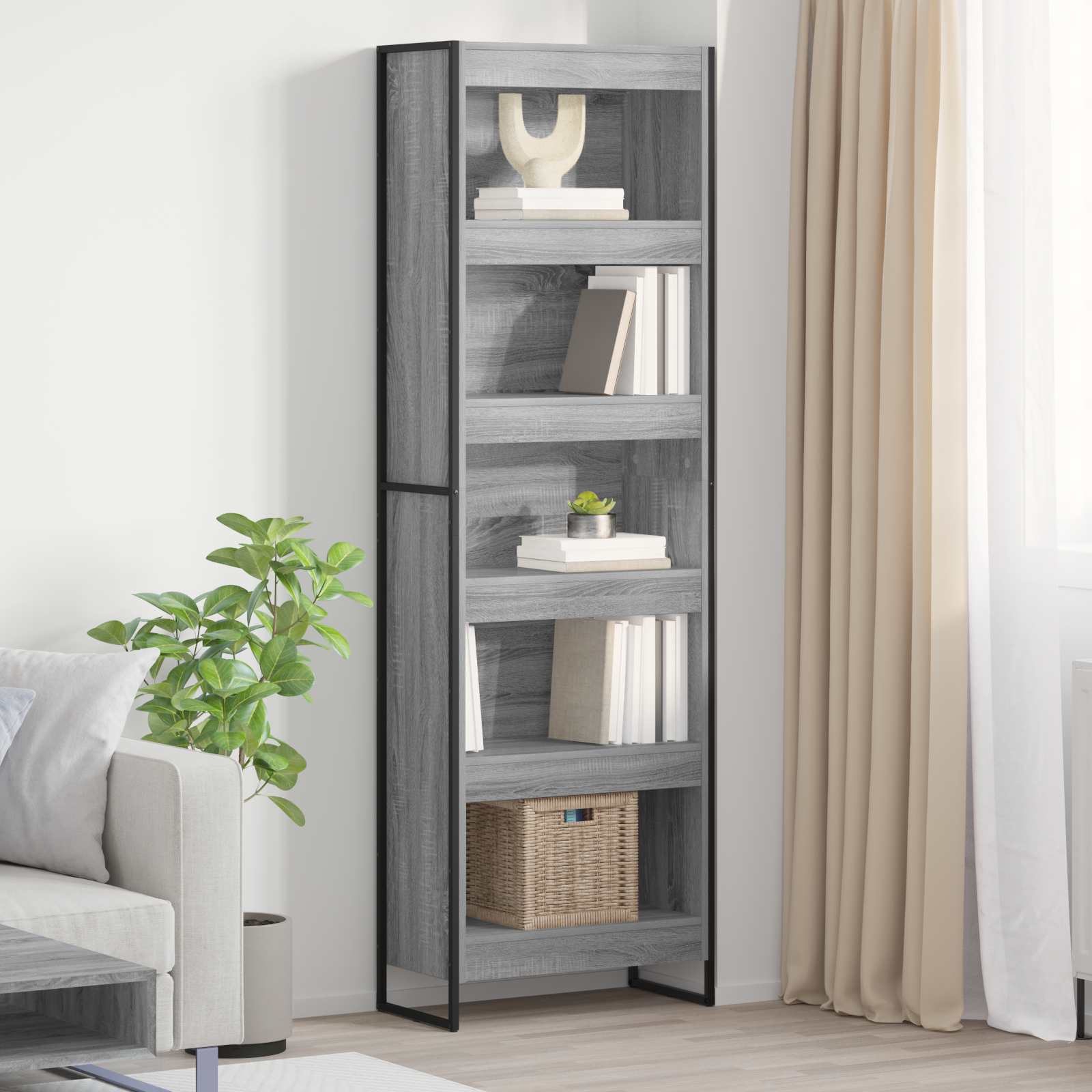 vidaXL Bücherregal 2 pcs Graues Sonoma 80 x 30 x 155 cm Holzwerkstoff