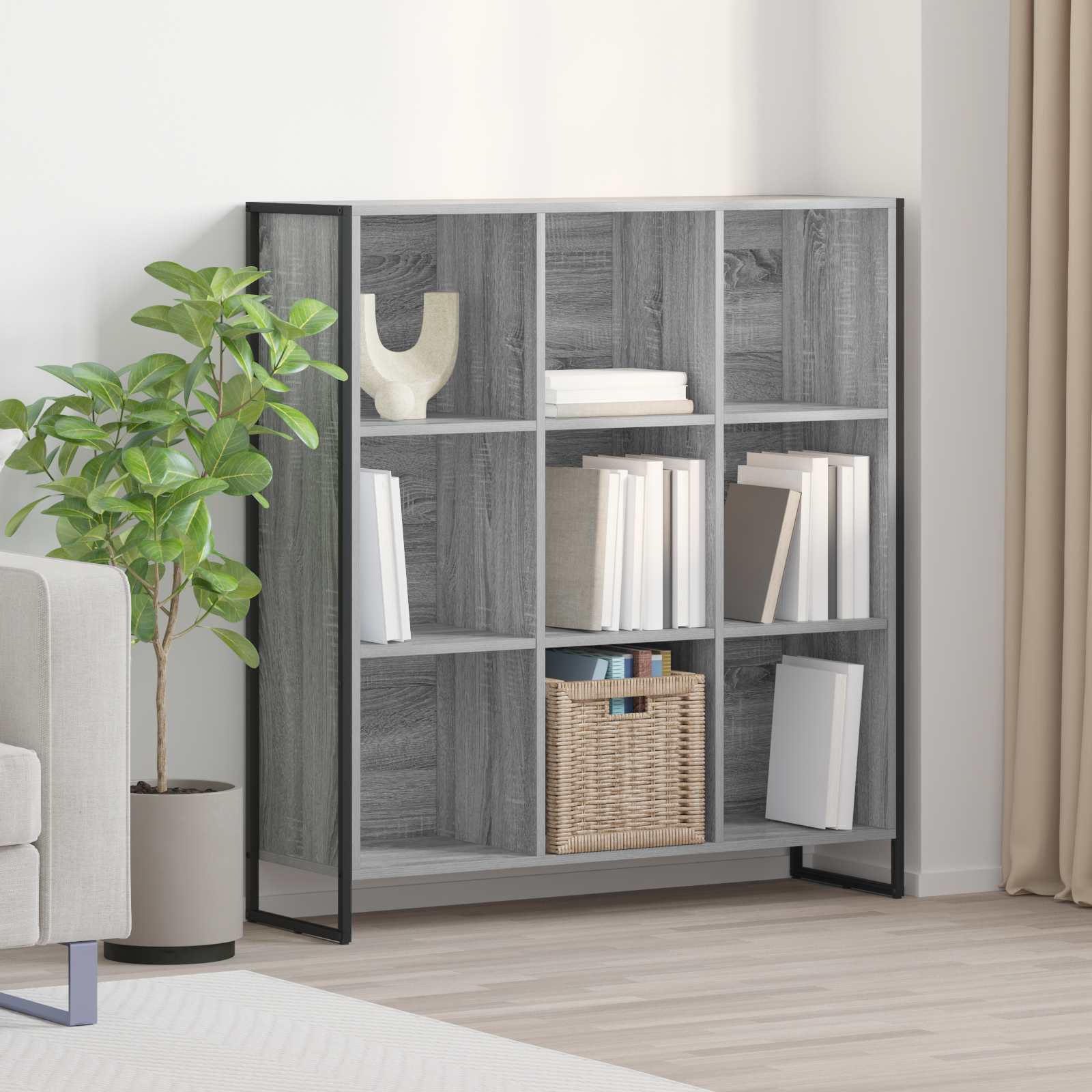 vidaXL Bücherregal Graues Sonoma 99,5 x 30 x 108,5 cm Holzwerkstoff
