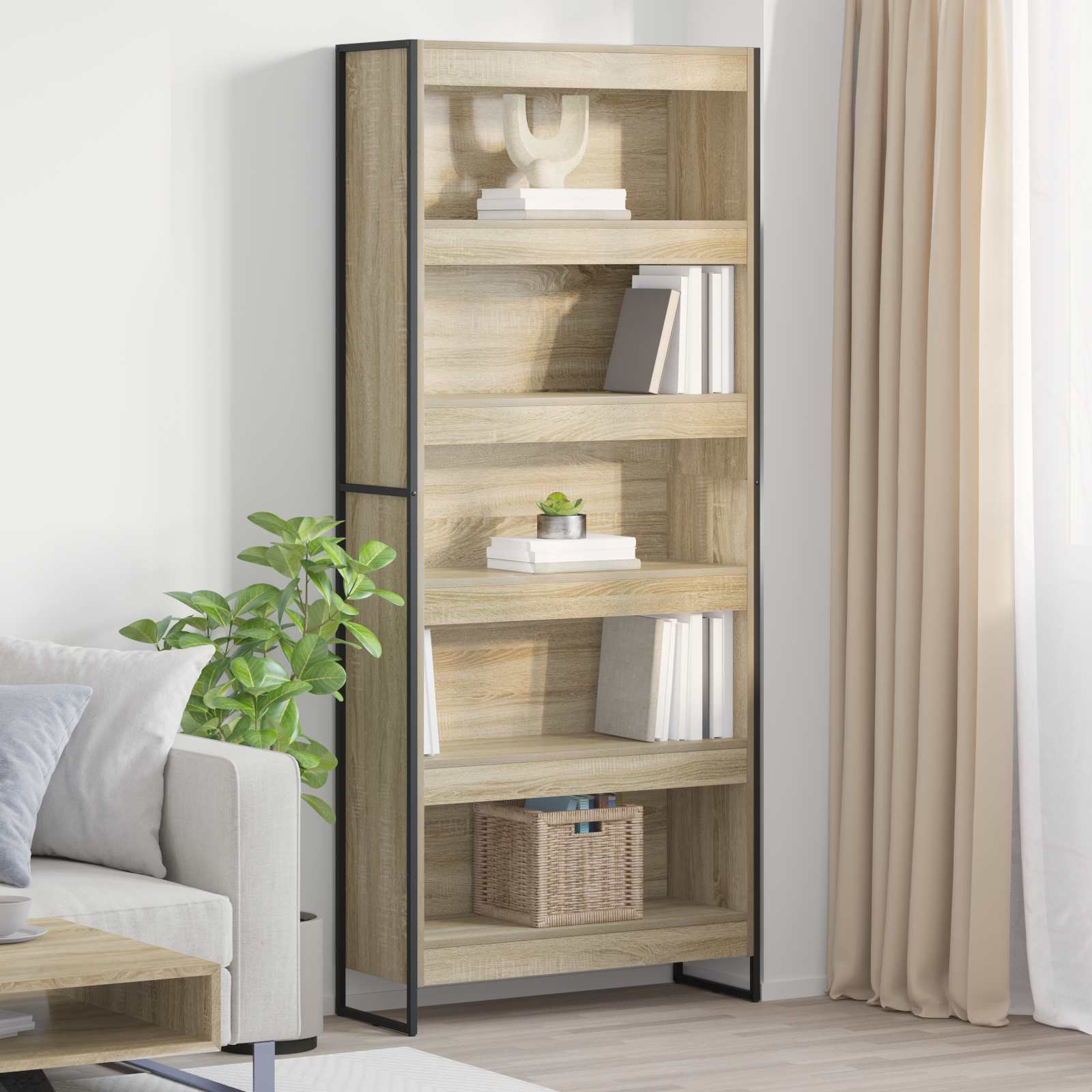 vidaXL Bücherregal 2 pcs Sonoma 80 x 30 x 155 cm Holzwerkstoff