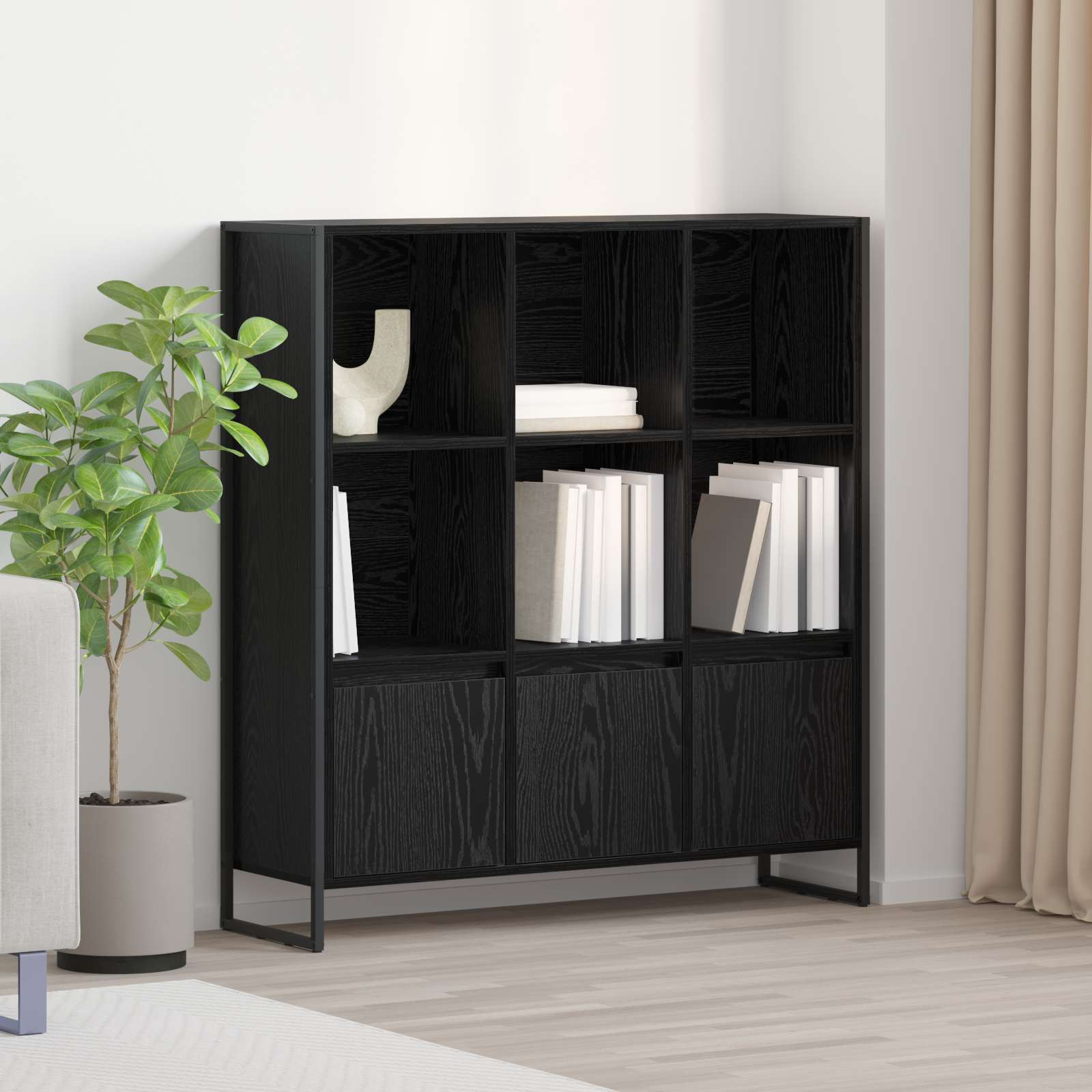 vidaXL Bücherregal 2 pcs Schwarz Eichen-Optik 99,5 x 30 x 108,5 cm