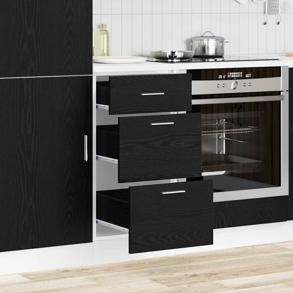 vidaXL Küchenunterschrank Riga Schwarz Eichen-Optik 40 x 46 x 81.5 cm