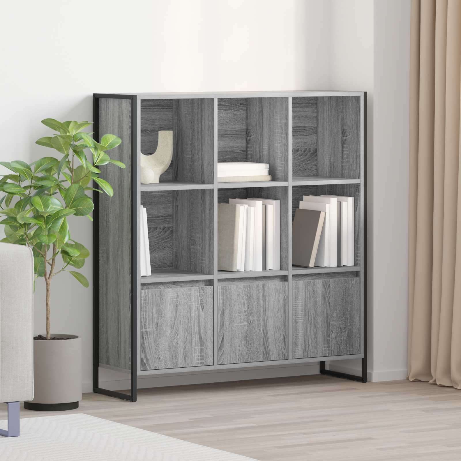 vidaXL Bücherregal 2 pcs Graues Sonoma 99,5 x 30 x 108,5 cm
