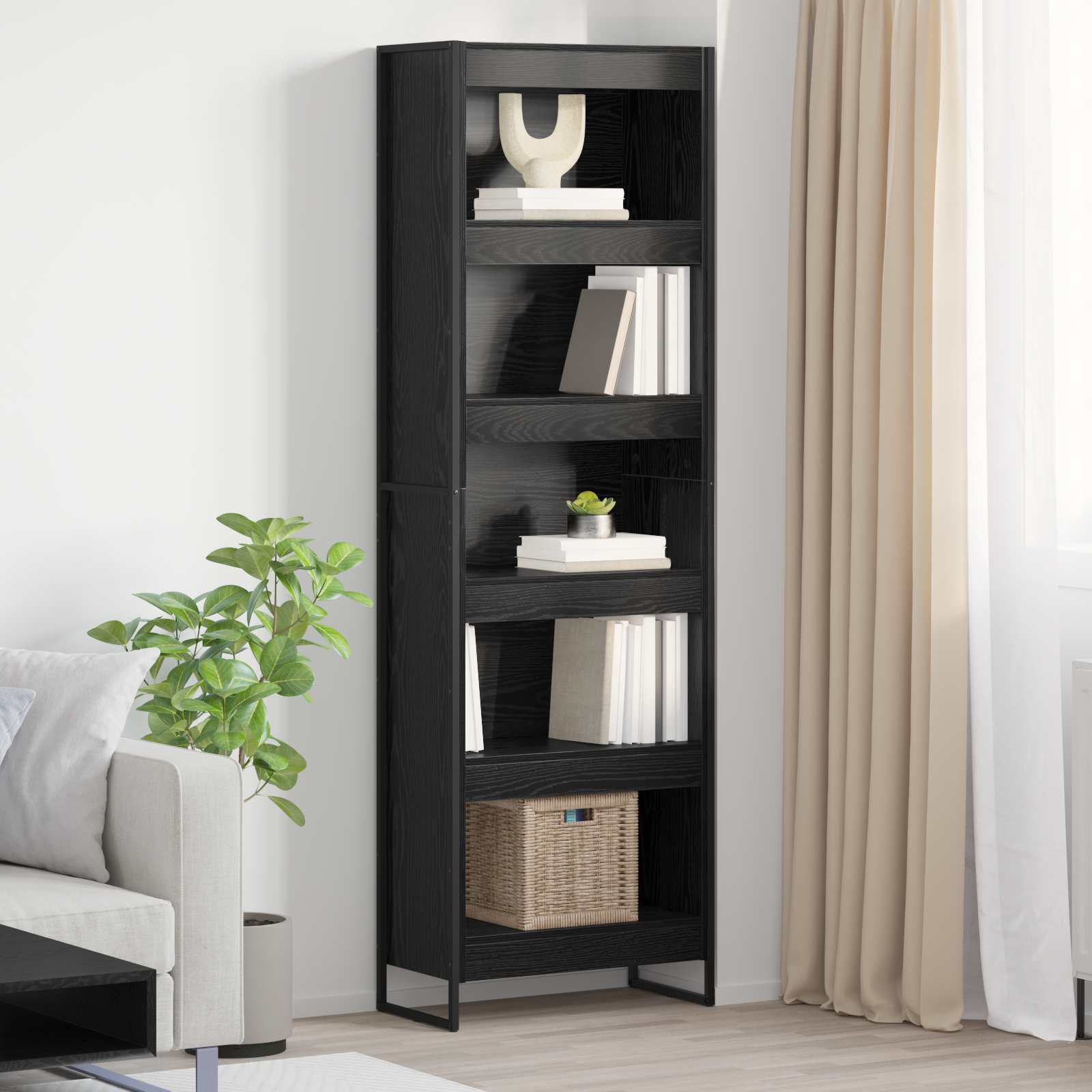 vidaXL Bücherregal 2 pcs Schwarz Eichen-Optik 80 x 30 x 155 cm