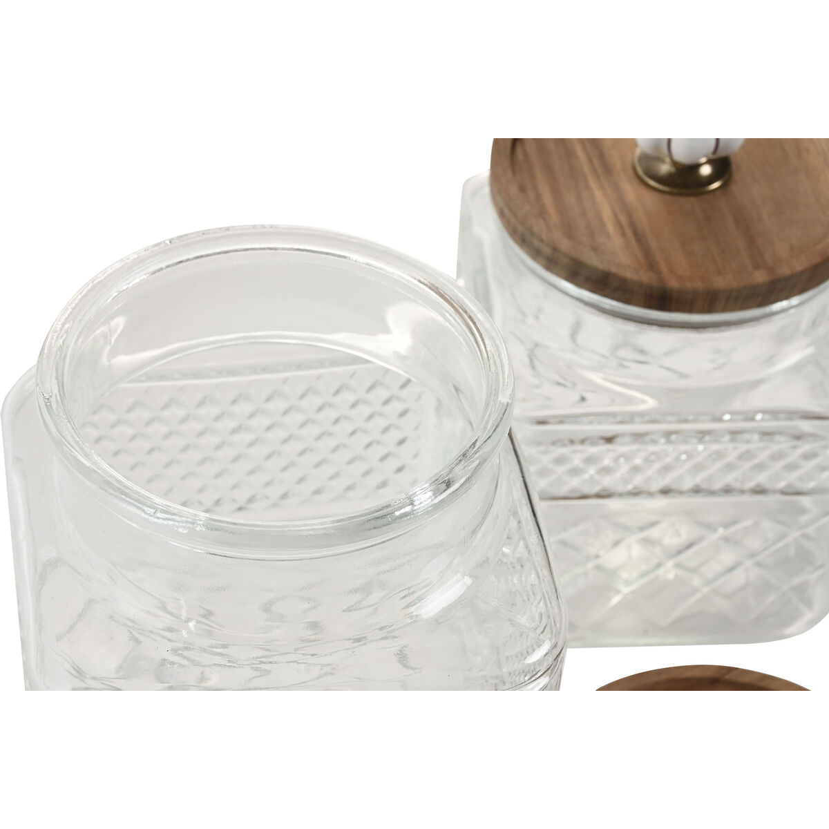 Set di 3 Barattoli Home ESPRIT Trasparente Naturale 1,8 L 3 Pezzi - Image 3