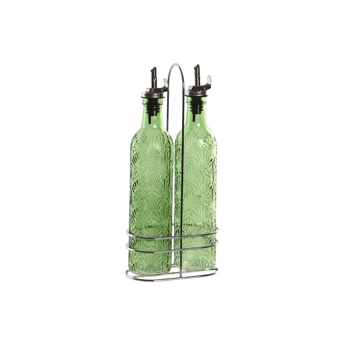 Set olio e aceto Home ESPRIT Verde Metallo Alluminio Cristallo ABS Moderno 500 ml 14 X 7,4 X 32 CM