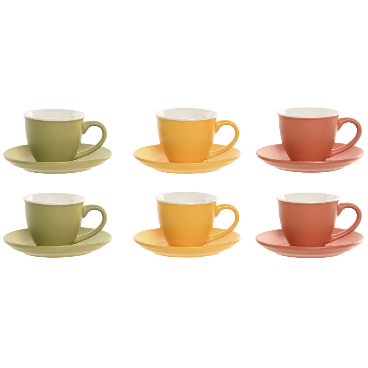 Set di 6 Tazze con Piatto Home ESPRIT Multicolore Porcellana 100 ml - Image 3