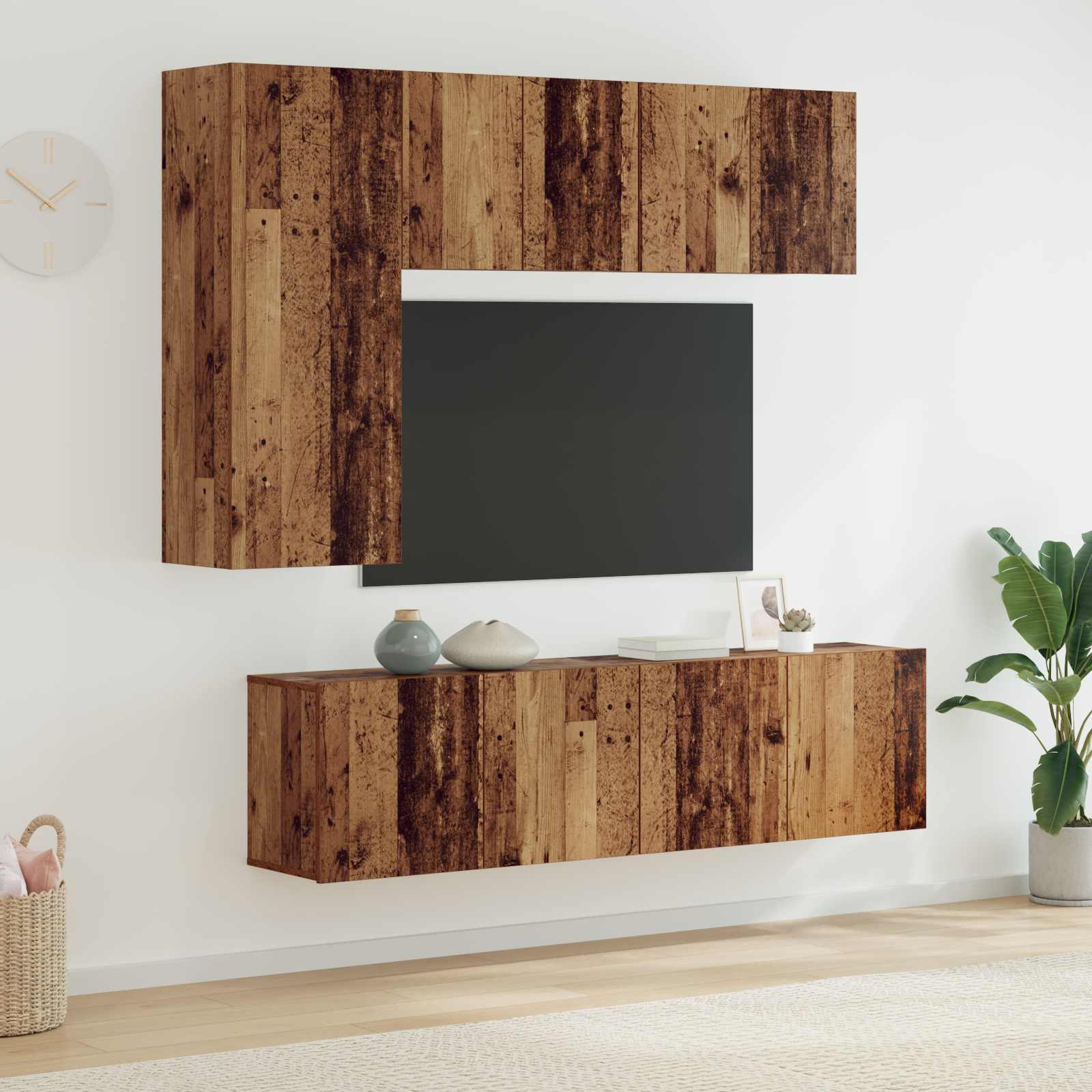 vidaXL Unité murale de TV 5 pcs Bois Ancien Bois d'ingénierie