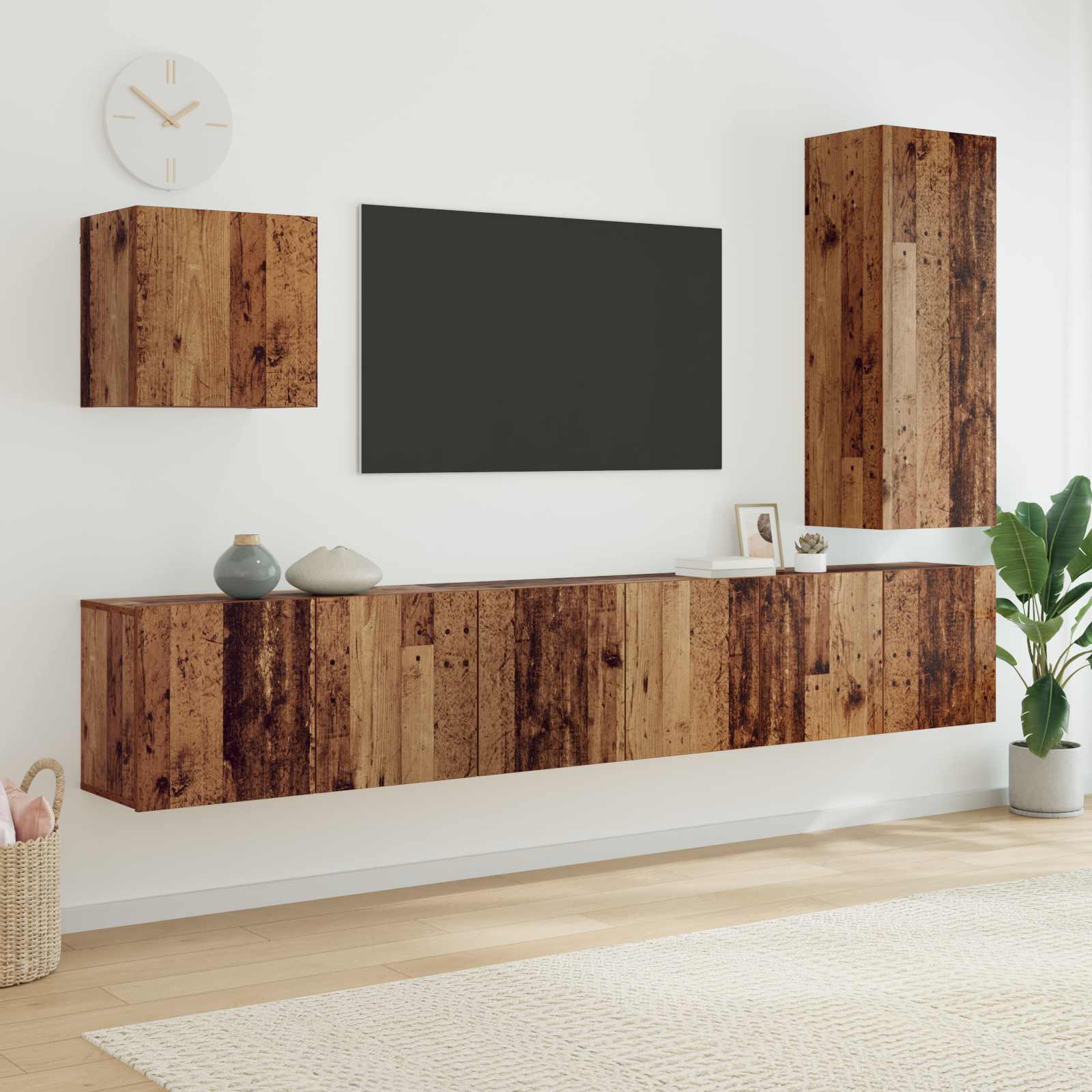 vidaXL Unité murale de TV 5 pcs Bois Ancien Bois d'ingénierie