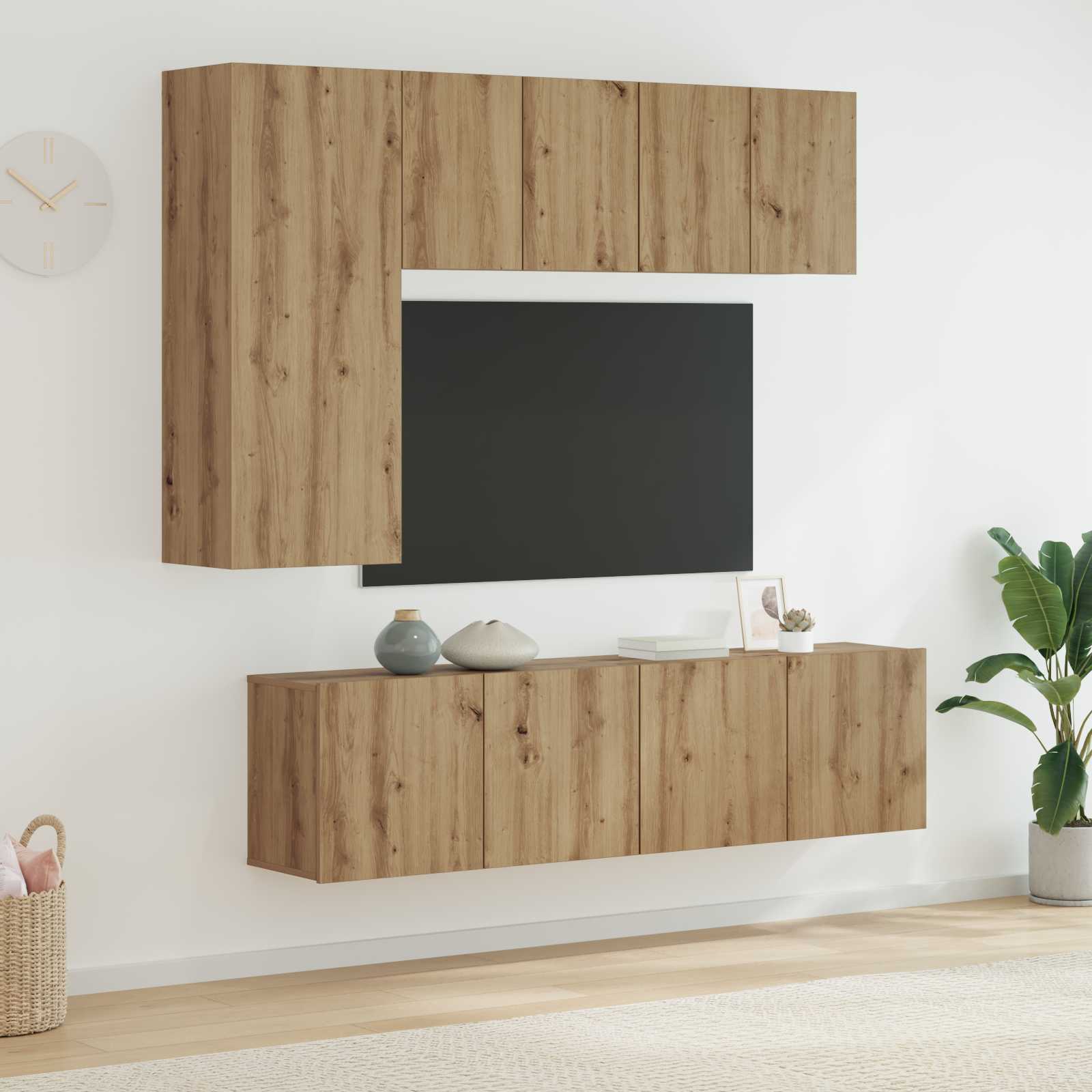 vidaXL Unité murale de TV 5 pcs Chêne artisanal Bois d'ingénierie