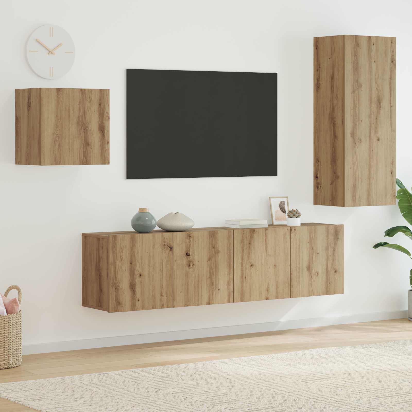 vidaXL Meuble TV Montage mural 4 pcs Chêne artisanal Bois d'ingénierie