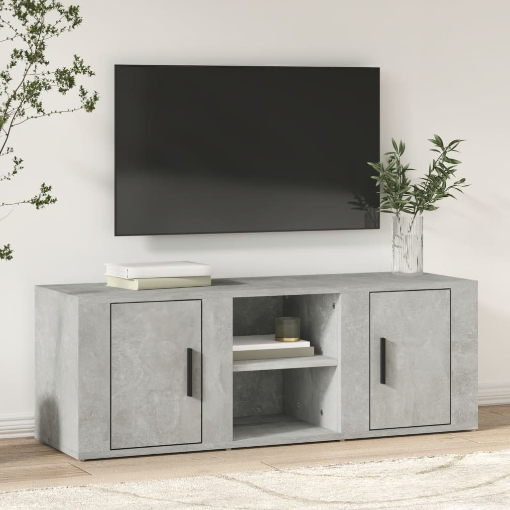 vidaXL Meuble TV Gris béton 100x31,5x35 cm Bois d'ingénierie
