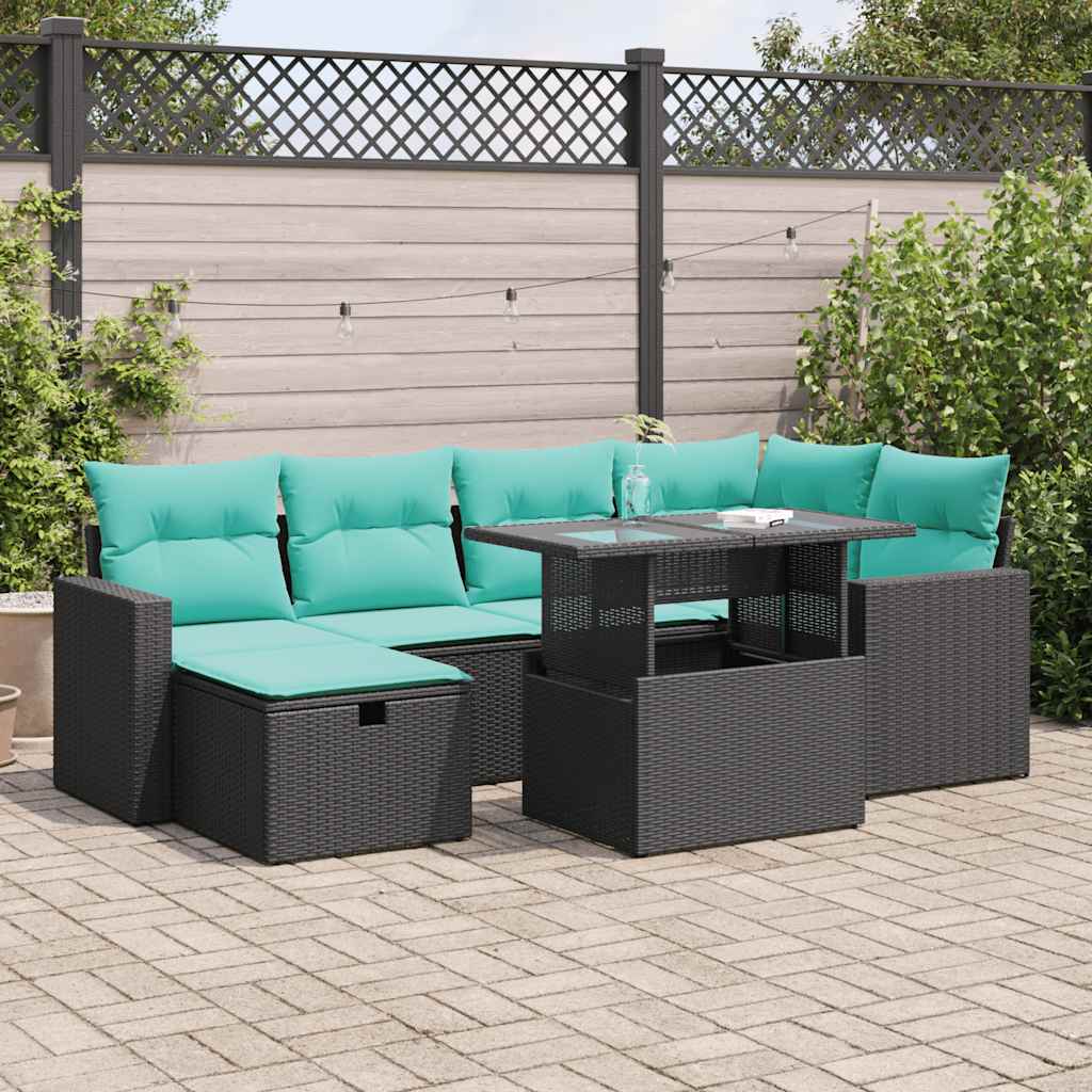 vidaXL Salon de jardin avec coussins 7 pcs gris résine tressée acacia