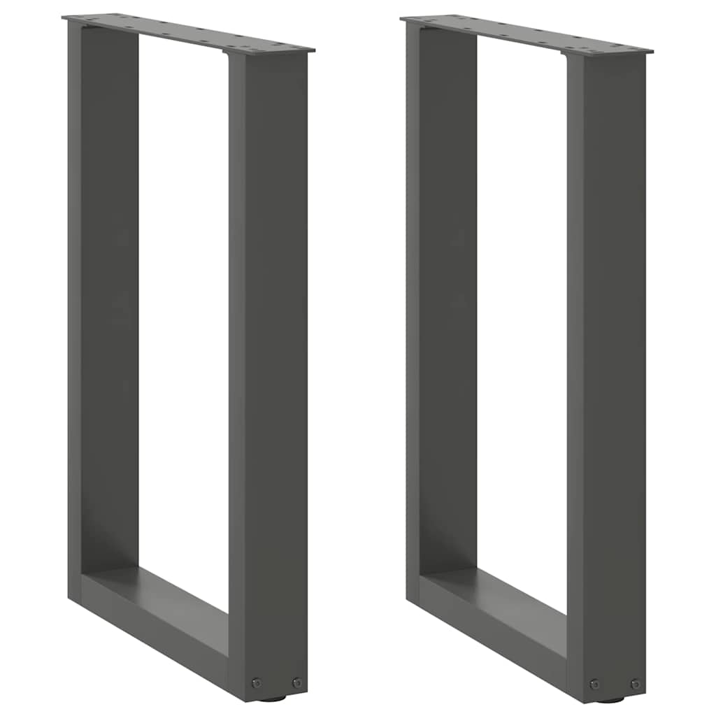 vidaXL Patas para mesa de comedor en forma de U (2 unidades), antracita, 50 x (72-73) cm, acero