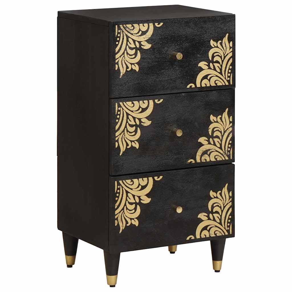 vidaXL Aparador con cajón Negro 40 x 33 x 75 cm Madera de mango maciza