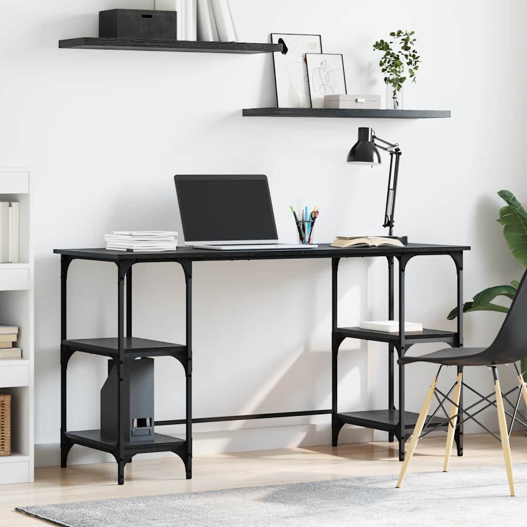 vidaXL Escritorio Roble Negro 140 x 50 x 75 cm Madera contrachapada