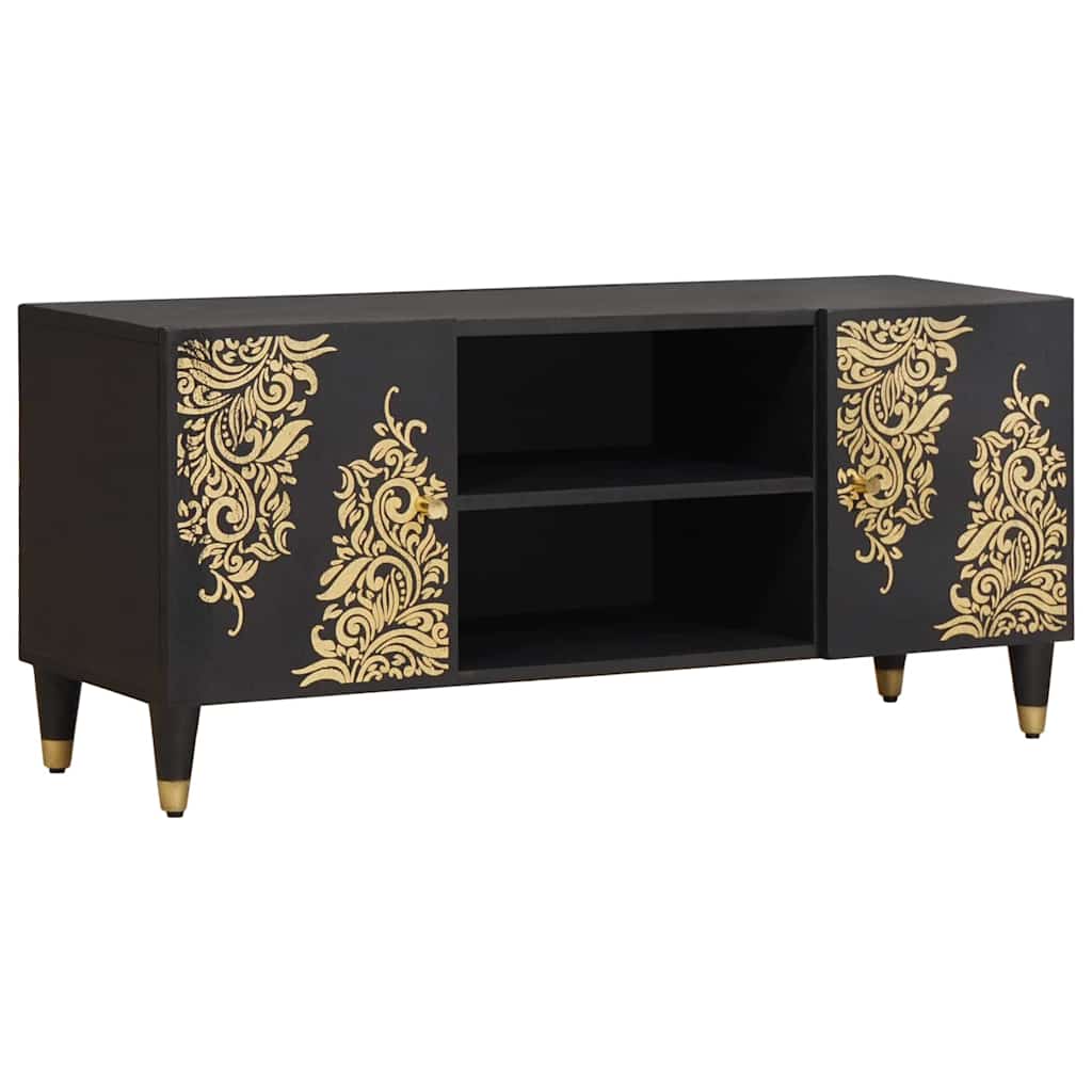 vidaXL Mueble de TV Negro 105 x 33 x 46 cm Madera de mango maciza
