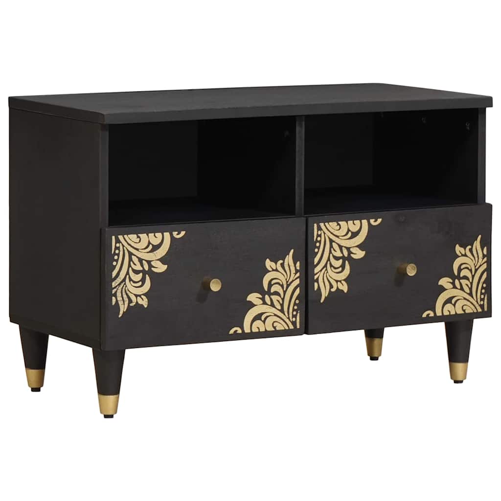 vidaXL Mueble de TV Negro 70 x 33 x 46 cm Madera de mango maciza