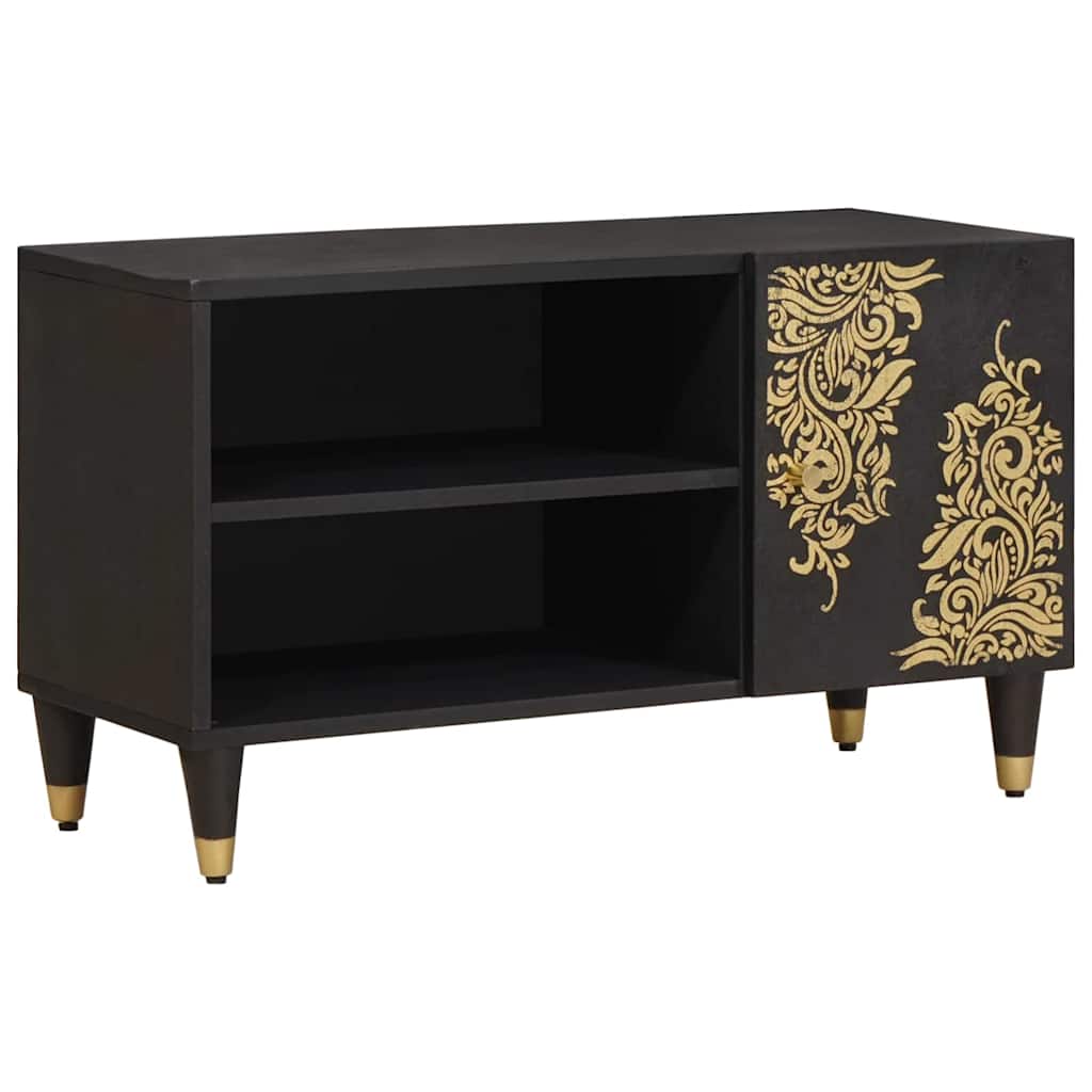vidaXL Mueble de TV Negro 80 x 33 x 46 cm Madera de mango maciza