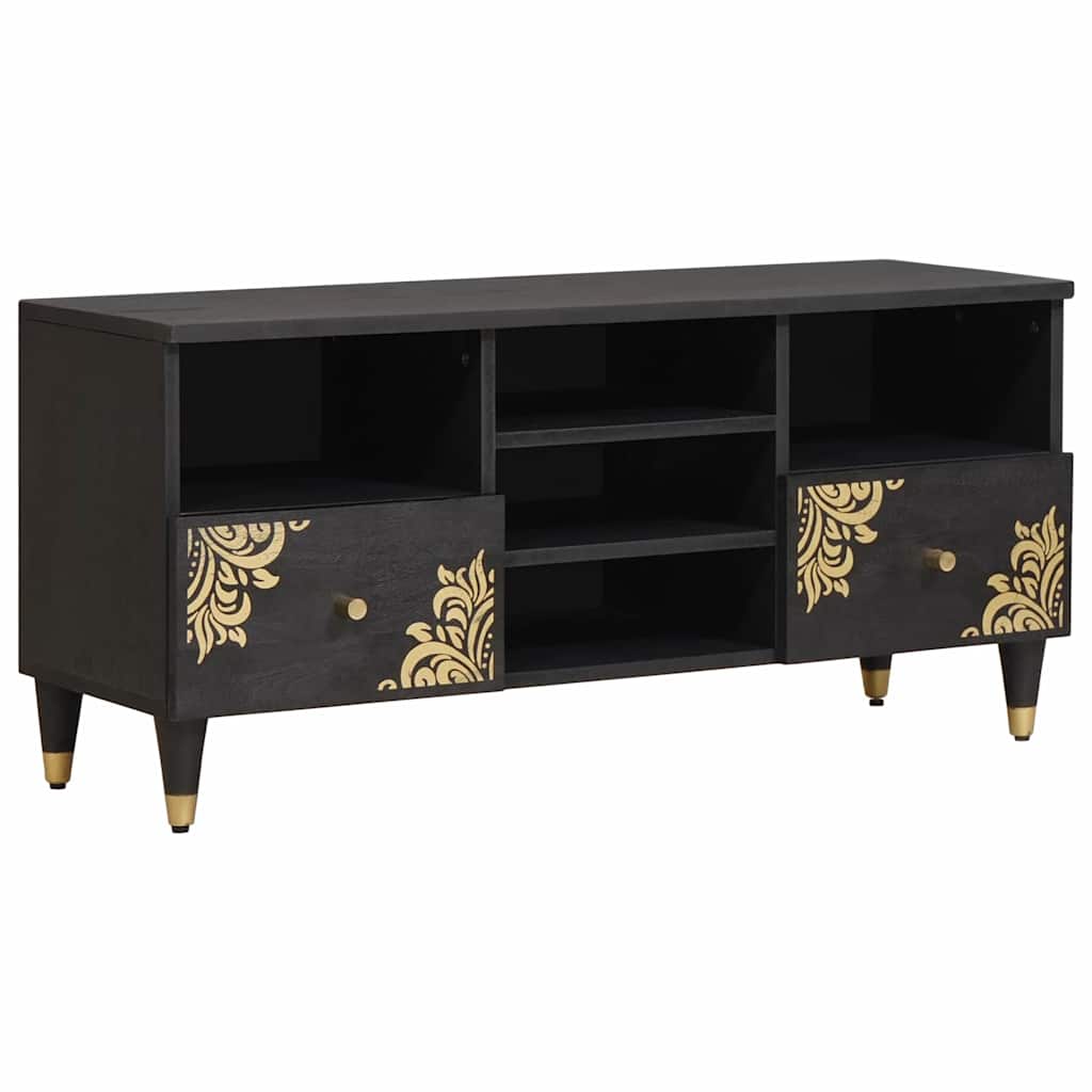vidaXL Mueble de TV Negro 100 x 33 x 46 cm Madera de mango maciza