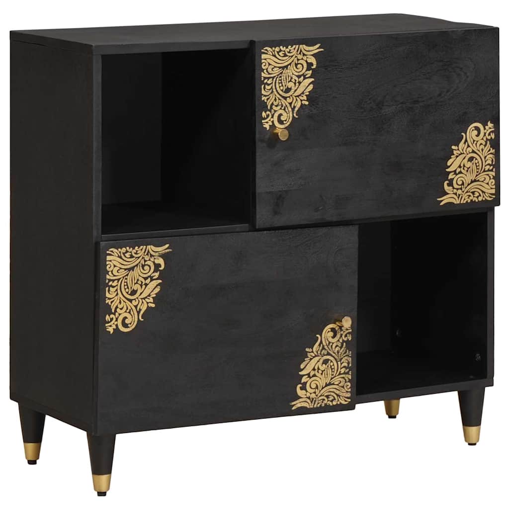 vidaXL Aparador Negro 80 x 33 x 75 cm Madera de mango maciza