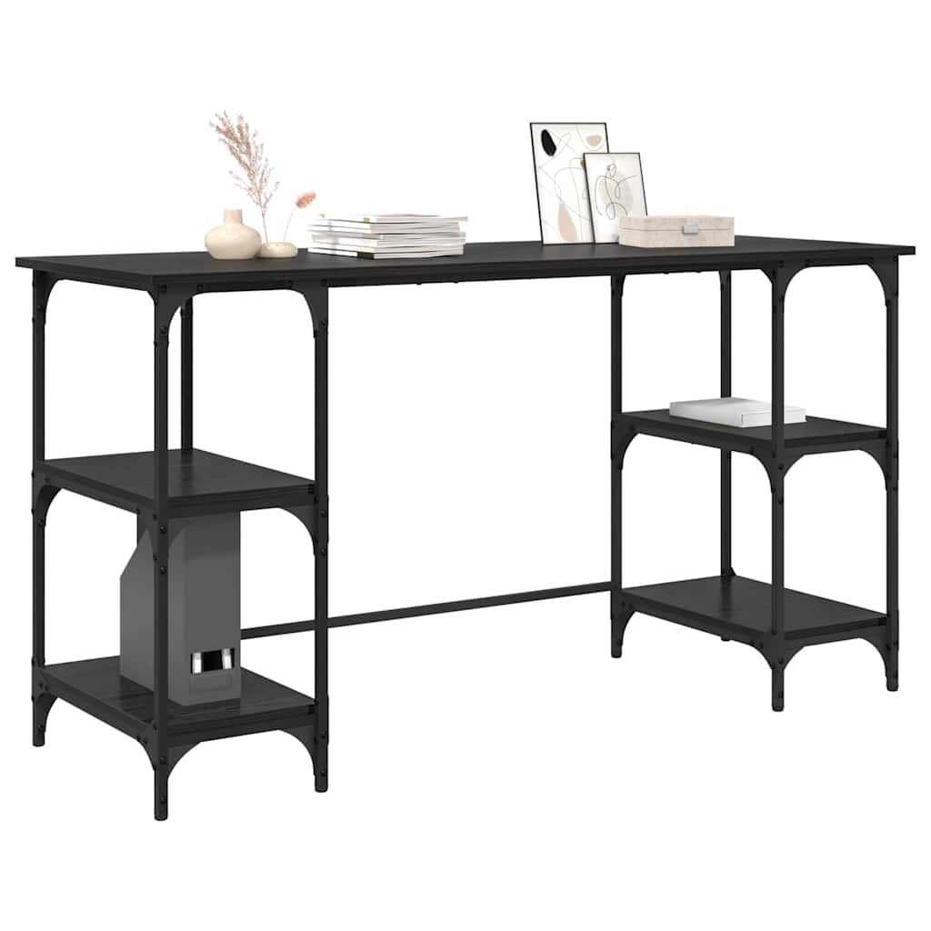 vidaXL Schreibtisch mit Regal Schwarz Eichen-Optik 140 x 50 x 75 cm - Image 3
